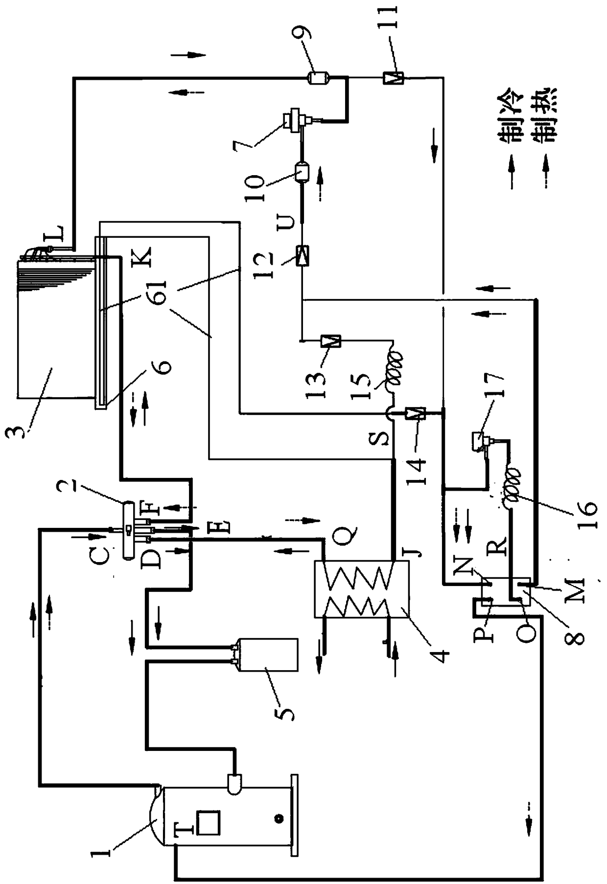 Heat pump system provided with water pan de-icing pipeline