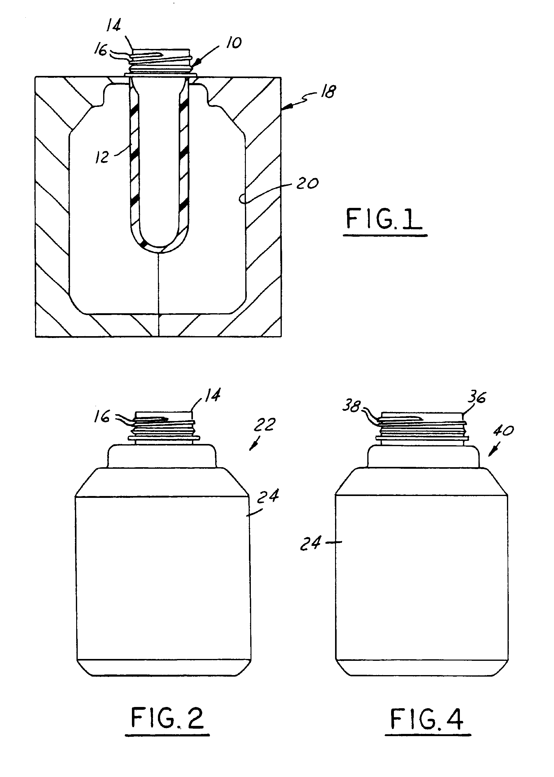 Stretched container threads and method of manufacture