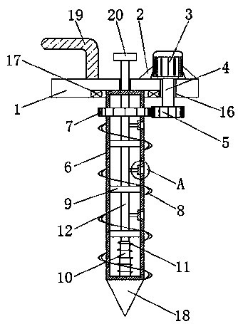 Layered sampling device and method for contaminated soil in temporary storage warehouse