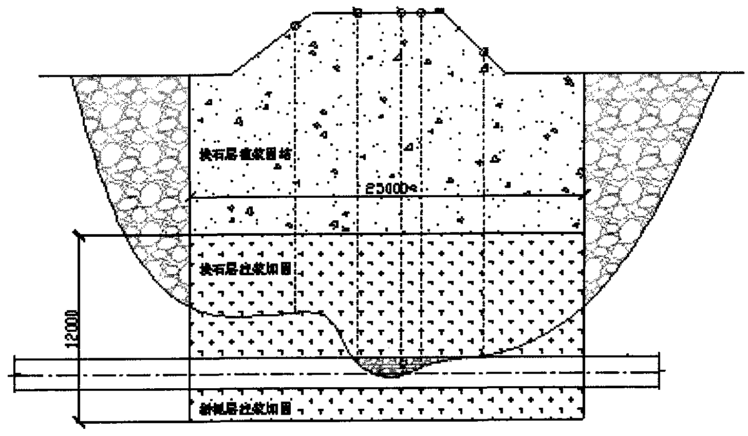 Seawall construction method with top pipes penetrating through block stone