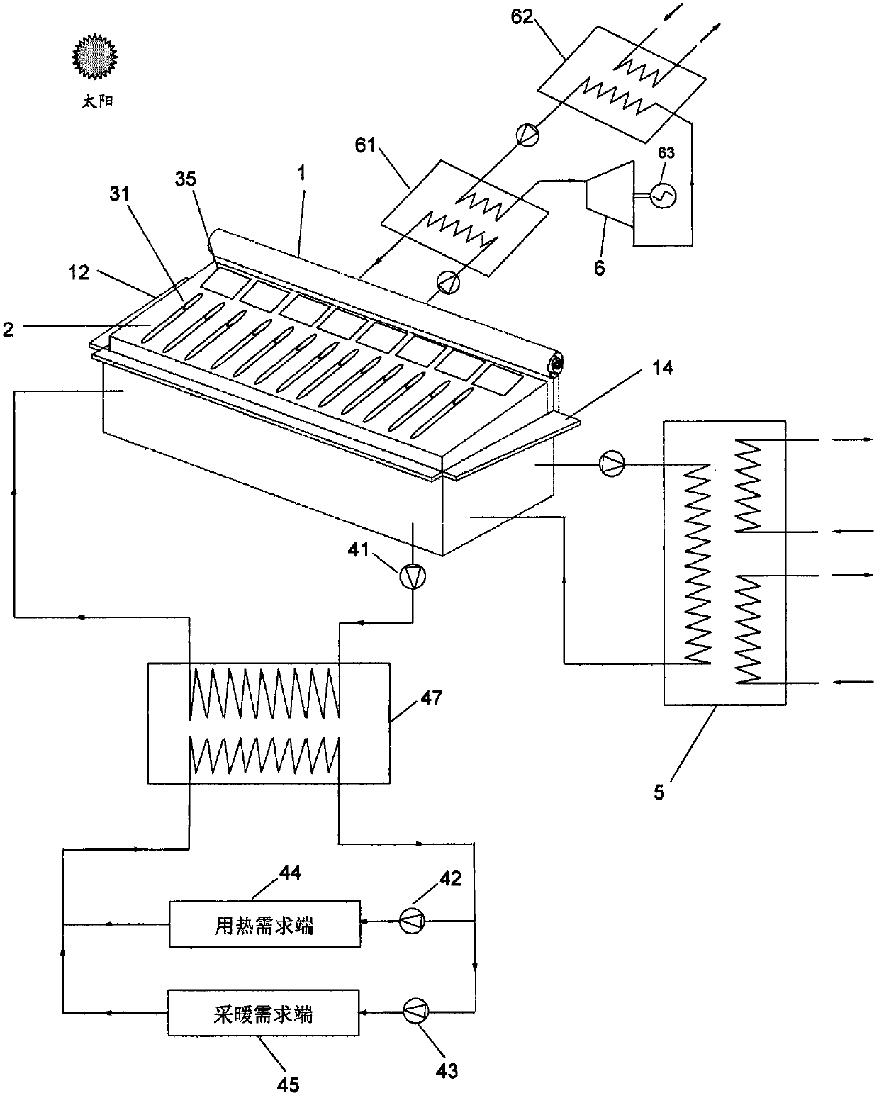 Novel agricultural greenhouse system and solar energy storage and supply system