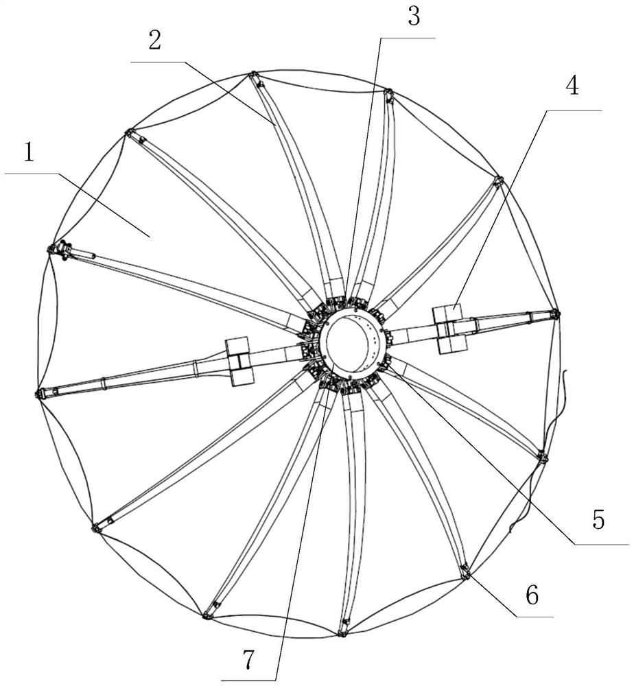 Satellite-borne flexible composite material shell surface deployable antenna device