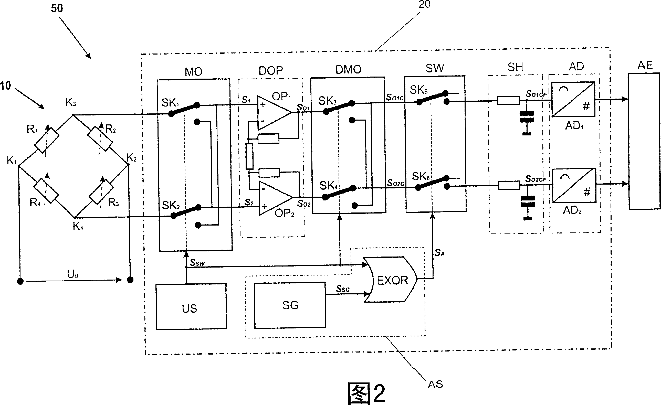 Method for correcting an analogue amplifier output signal, amplifier module and measurement device