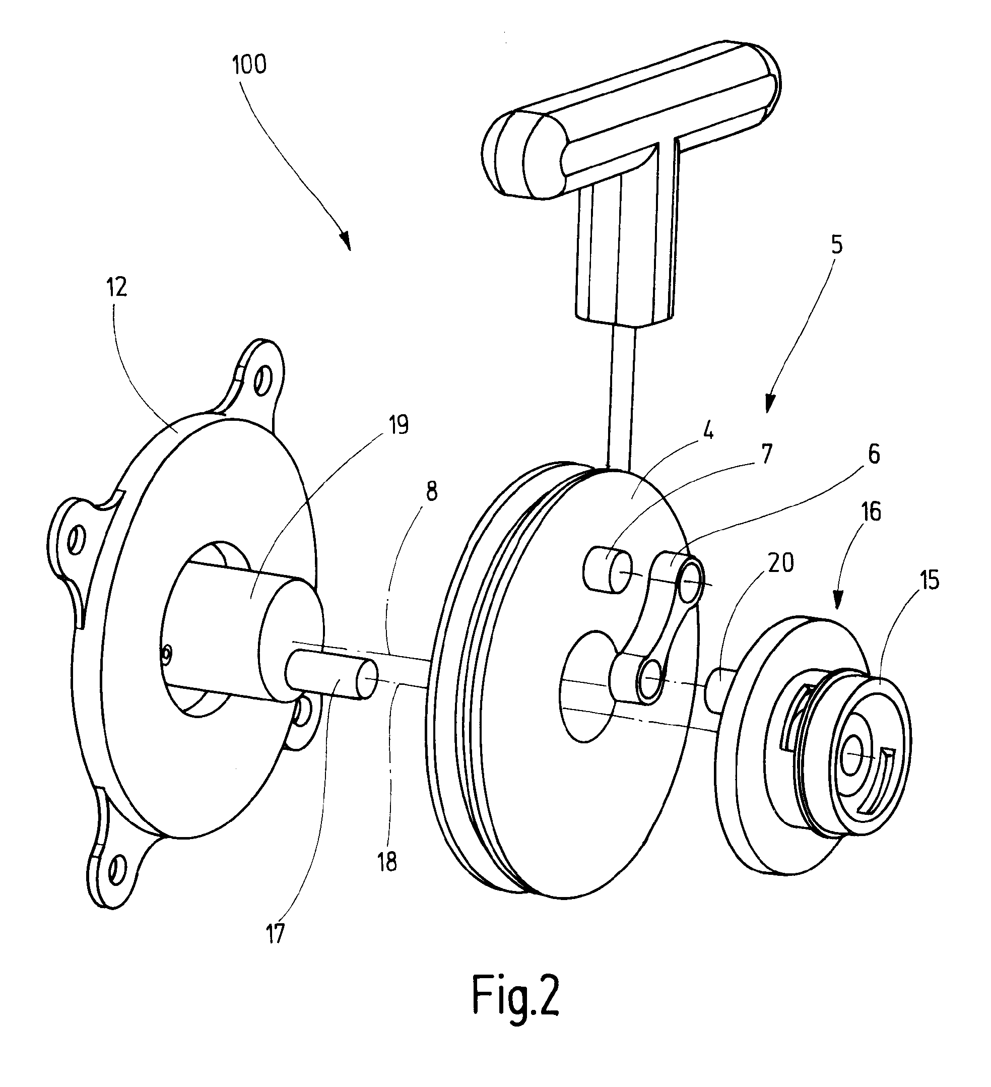 Starter device for a motor driven machine