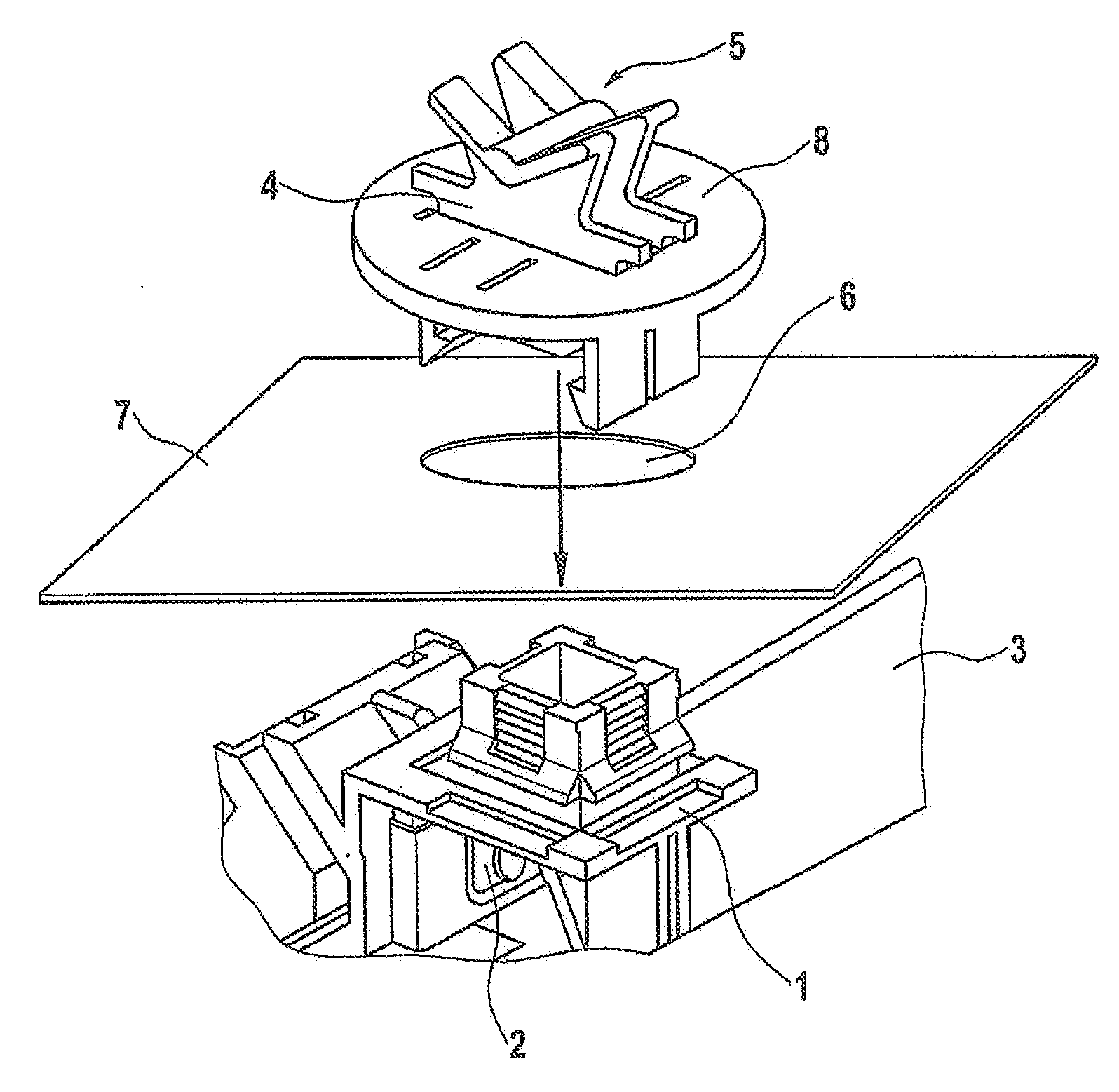 Holding device for mounting parts installed inside an aircraft fuselage