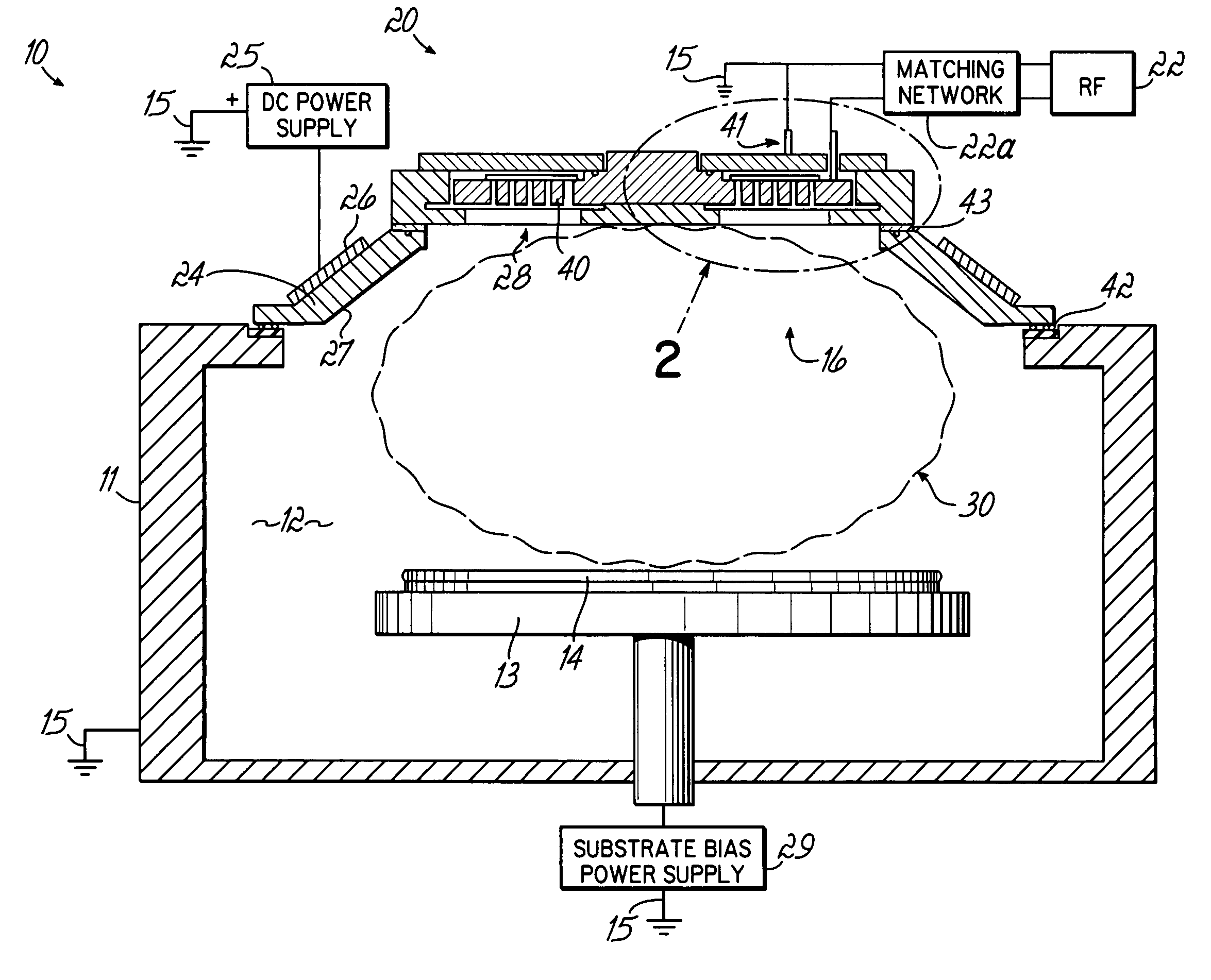 Internal antennae for plasma processing with metal plasma