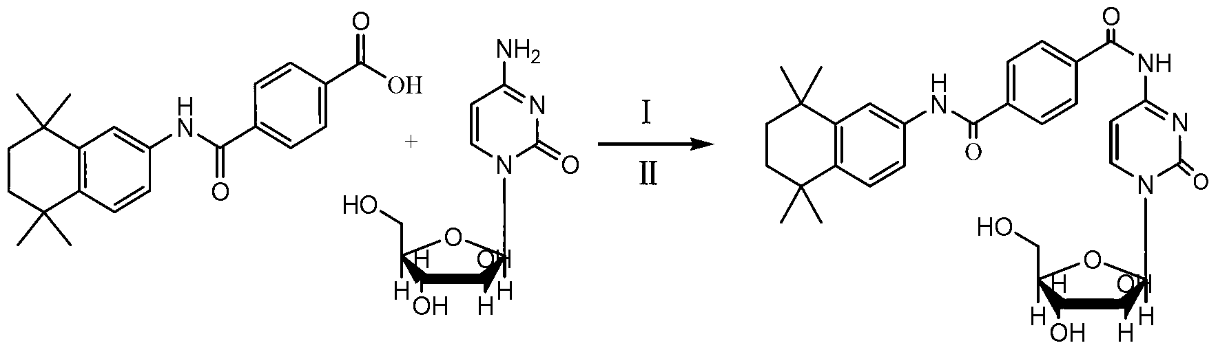 Preparation of tamibarotene-cytarabine conjugate and nano pharmacosomes and anti-tumor application of tamibarotene-cytarabine conjugate and nano pharmacosomes