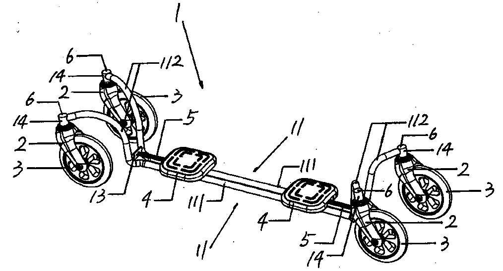 Four-wheel surfing type sliding plate