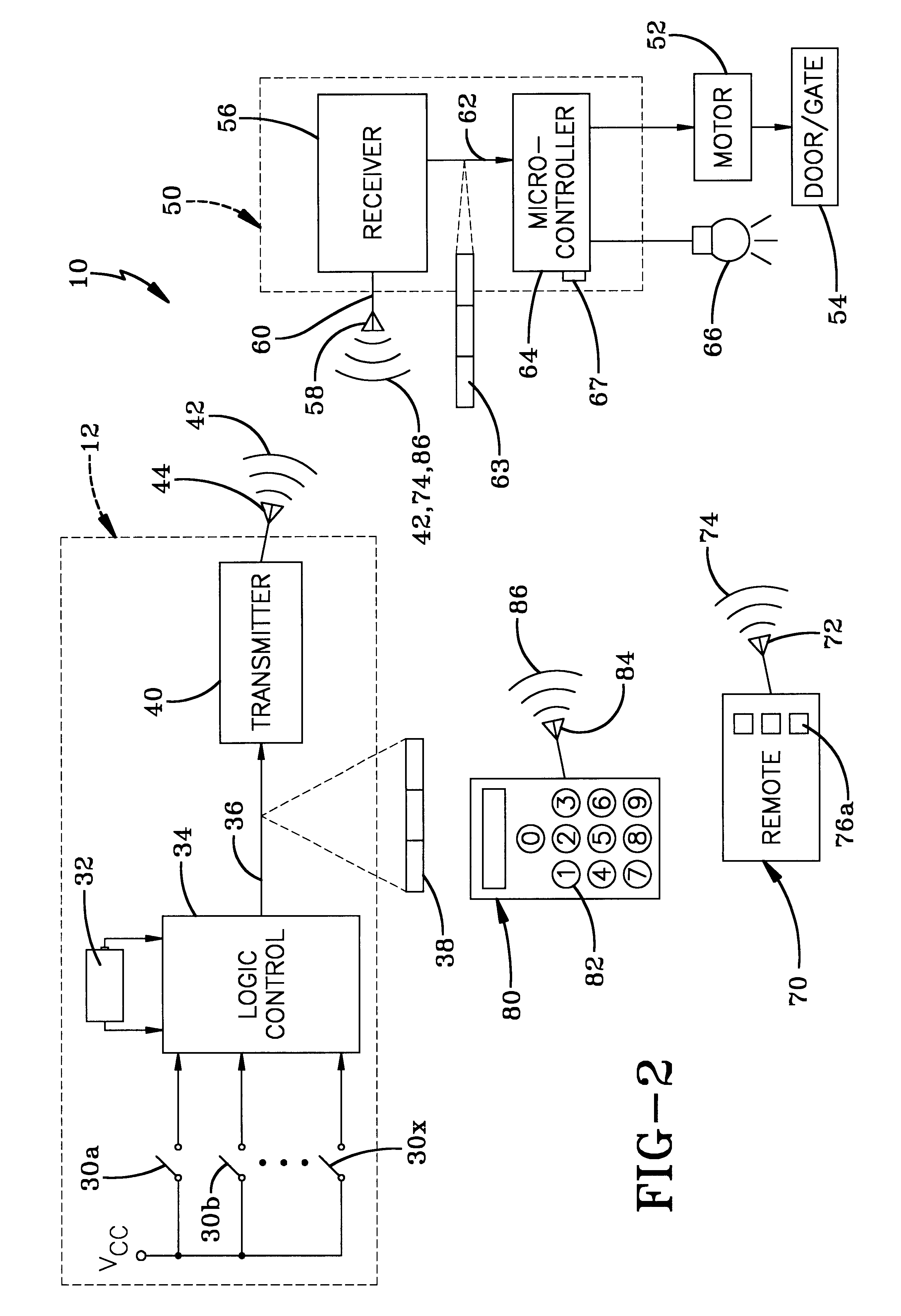 Wireless operating system utilizing a multi-functional wall station transmitter for a motorized door or gate operator