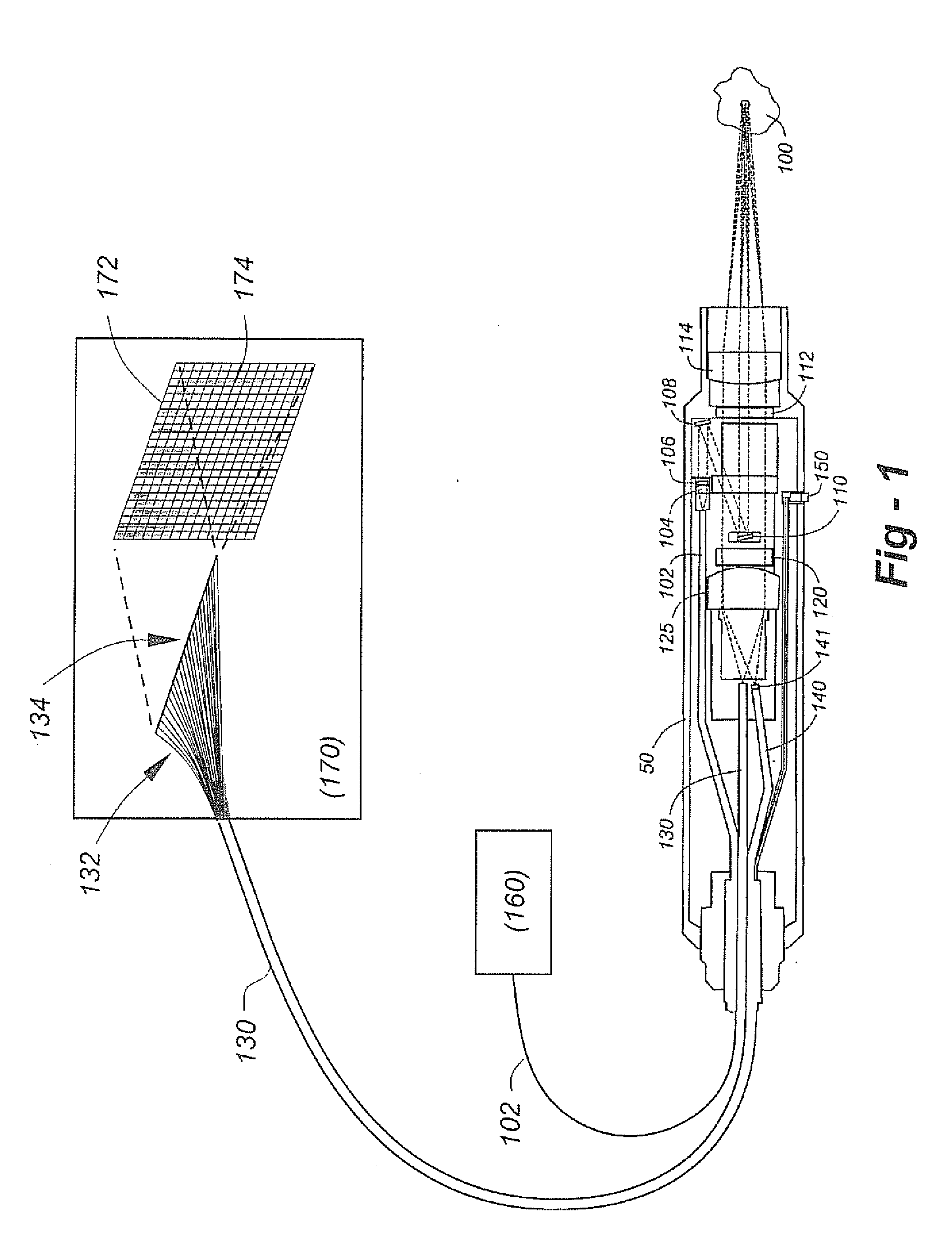 Large-collection-area raman probe with reduced background fluorescence