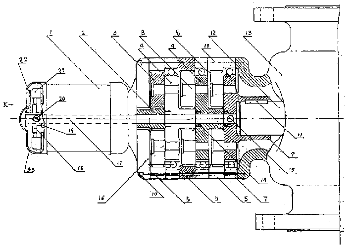 Composite planetary actuating mechanism