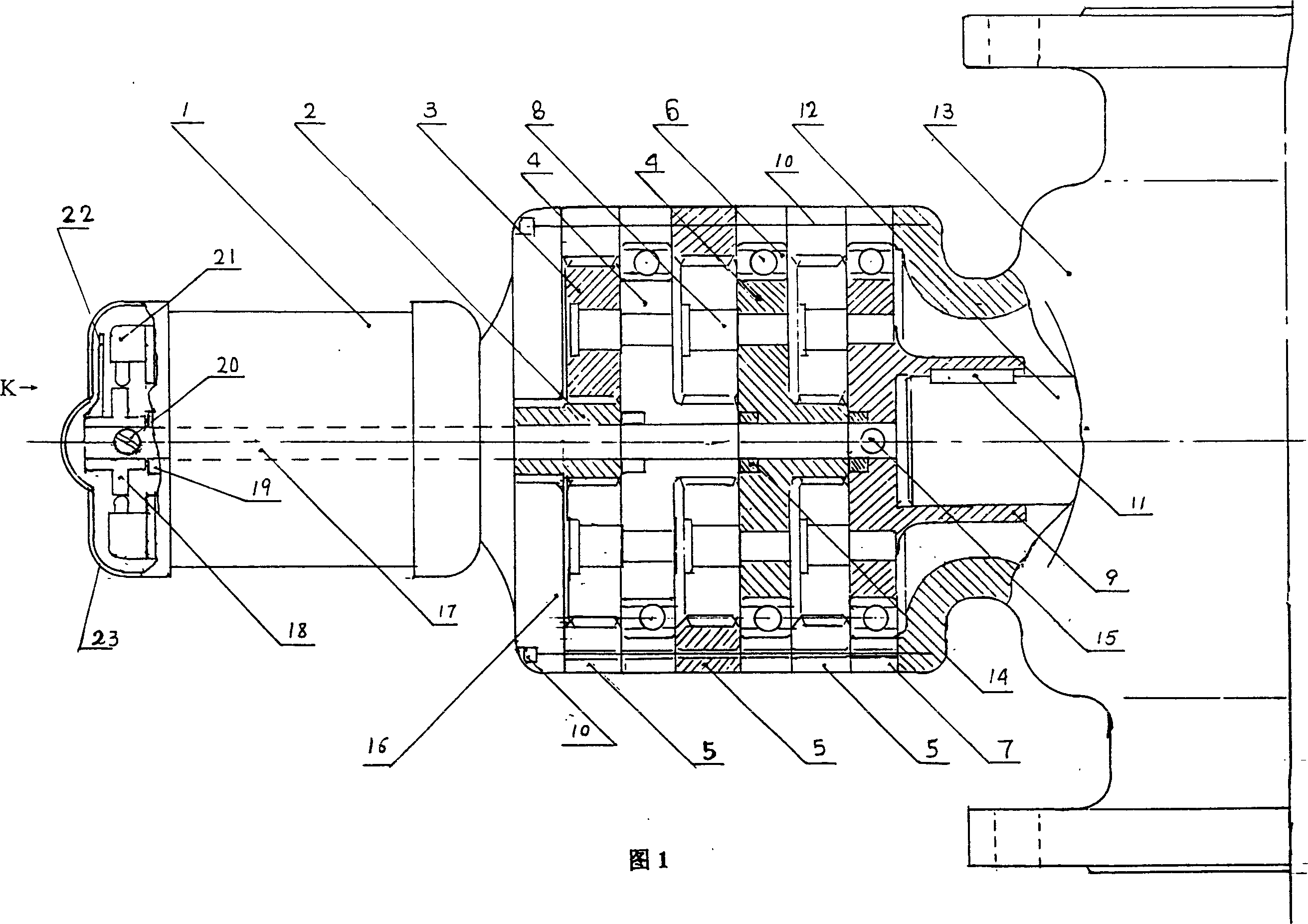 Composite planetary actuating mechanism