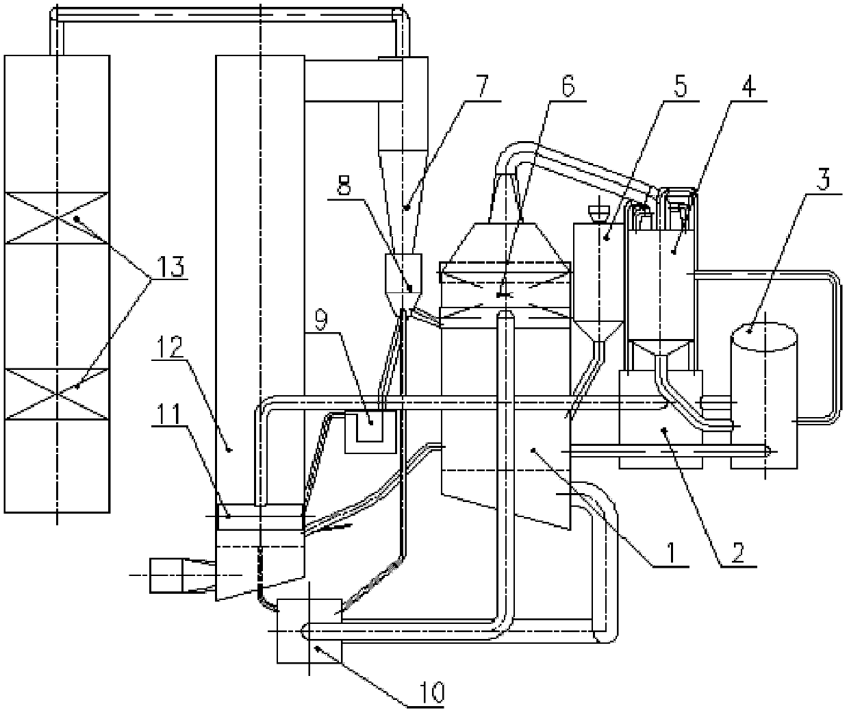 Combined system of oil shale bubble column dry distillation and semicoke circulating fluidized bed combustion