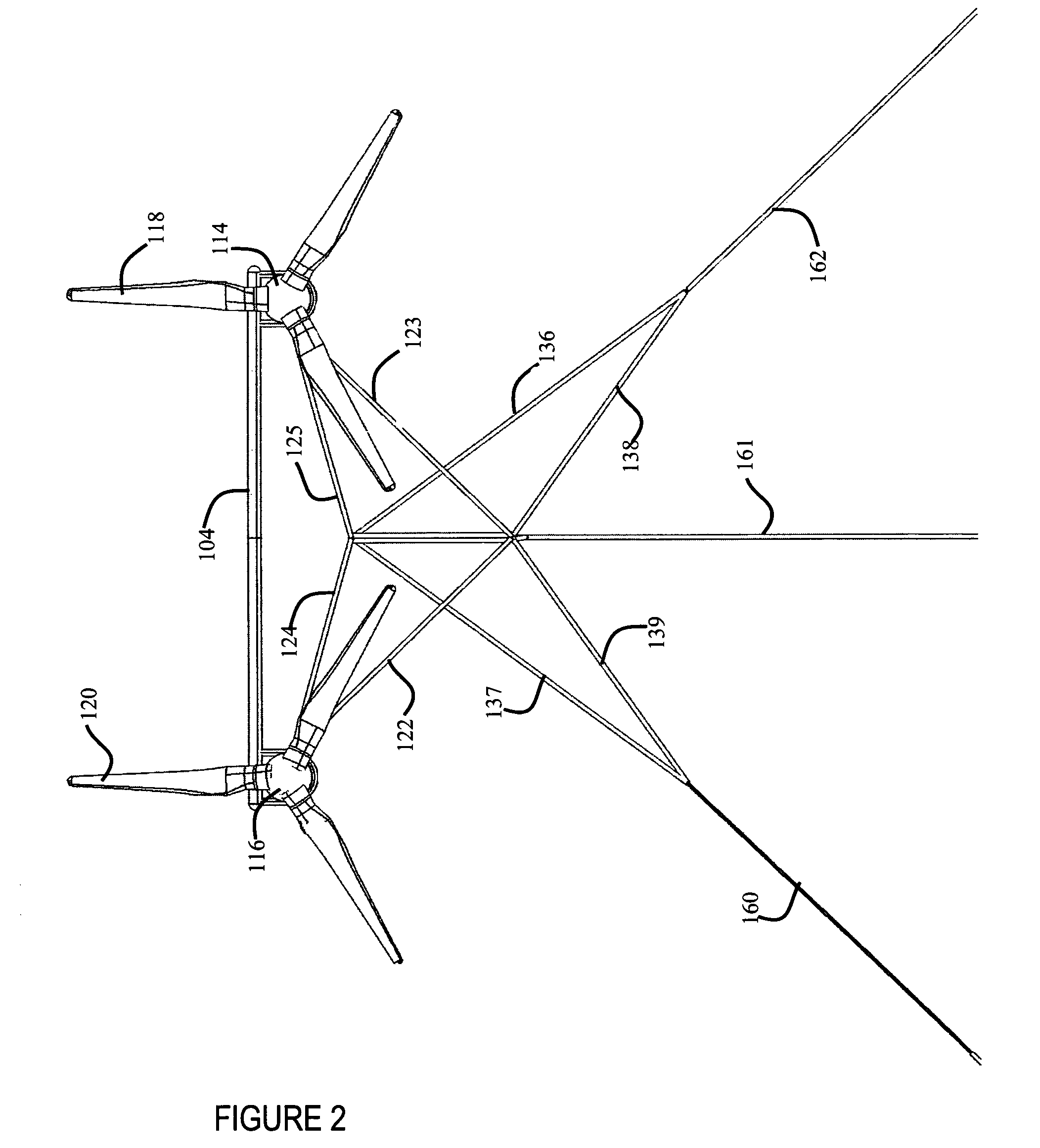 Multi-point tethering and stability system and control method for underwater current turbine