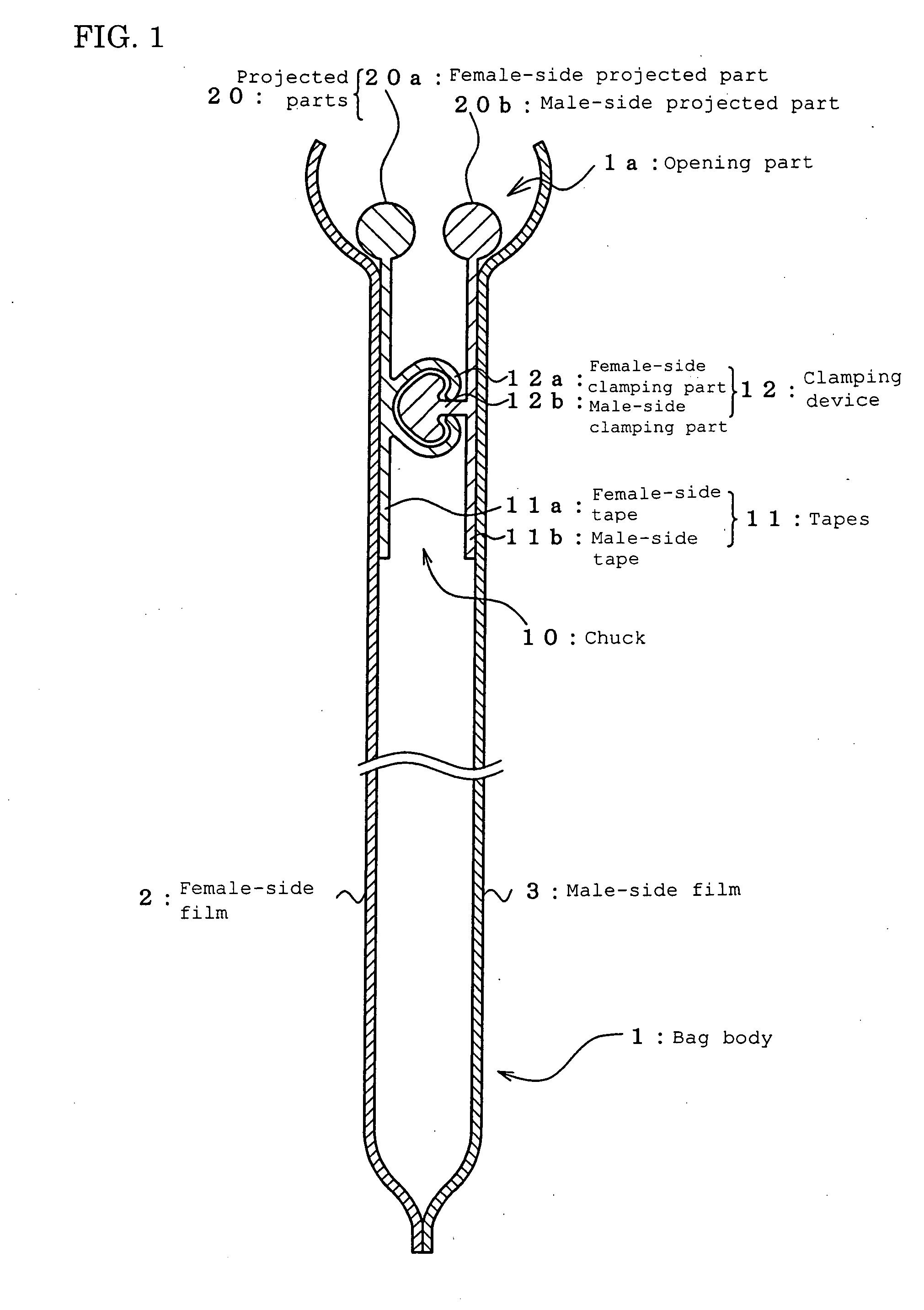 Sealing bag with chuck