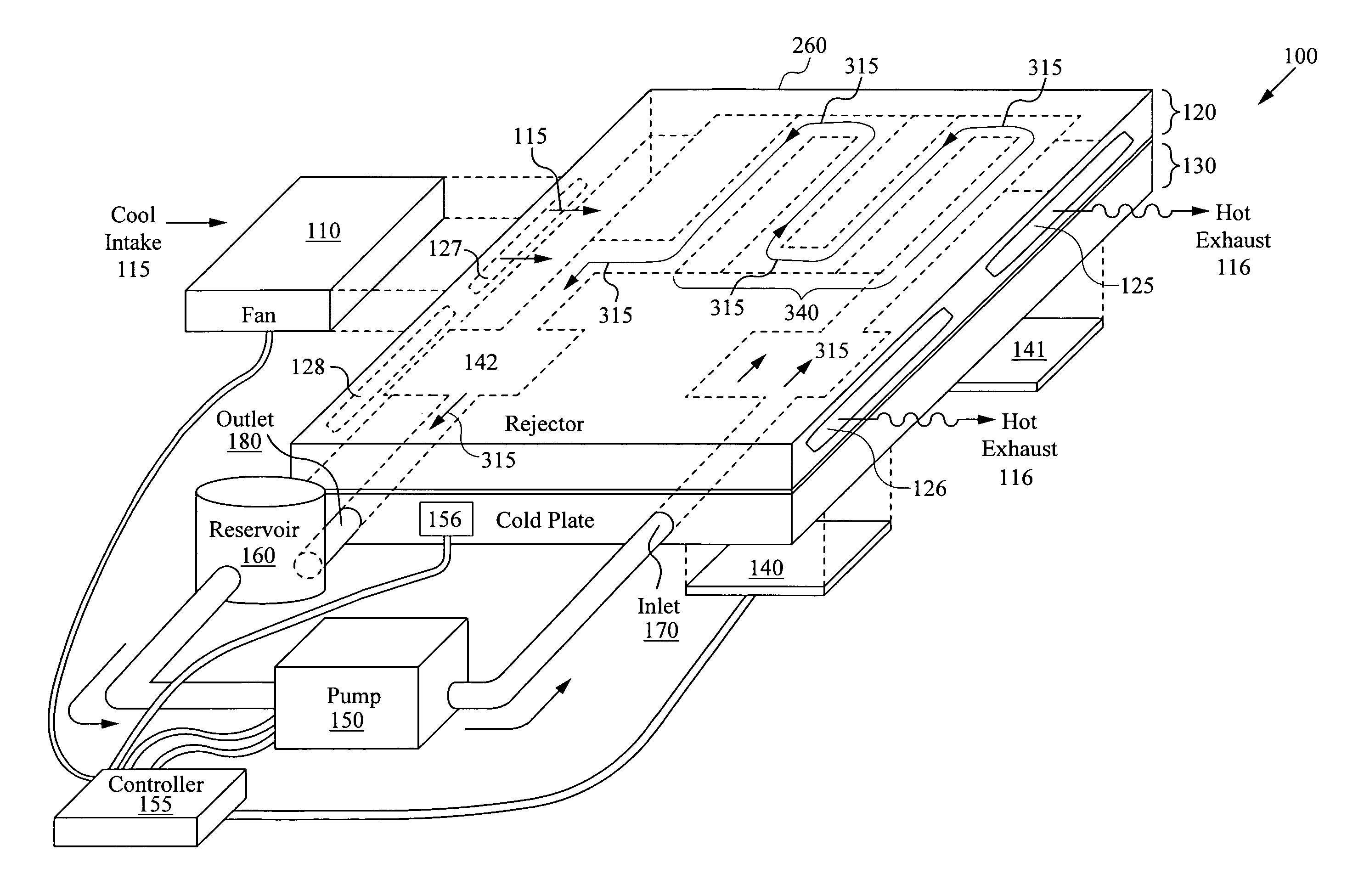 Integrated liquid to air conduction module