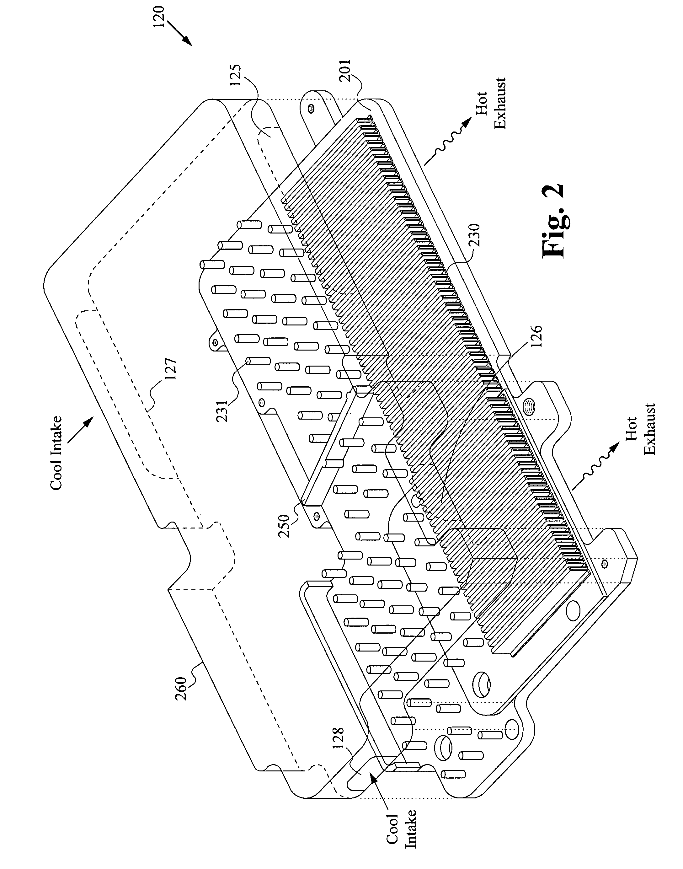 Integrated liquid to air conduction module