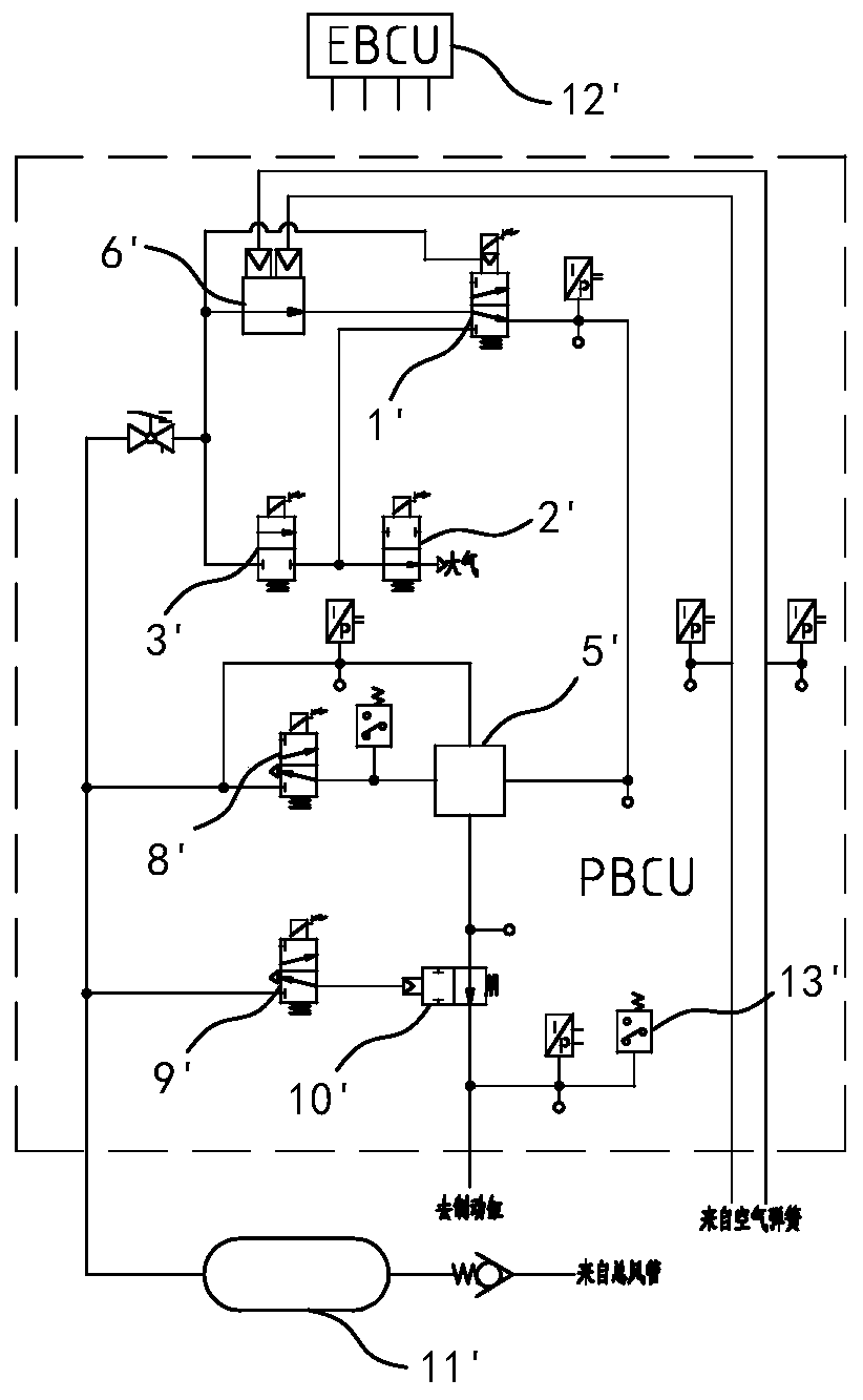 Air brake control unit, brake control system and brake control method