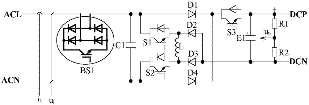 Single inductor bridgeless APFC circuit based on IGBT module