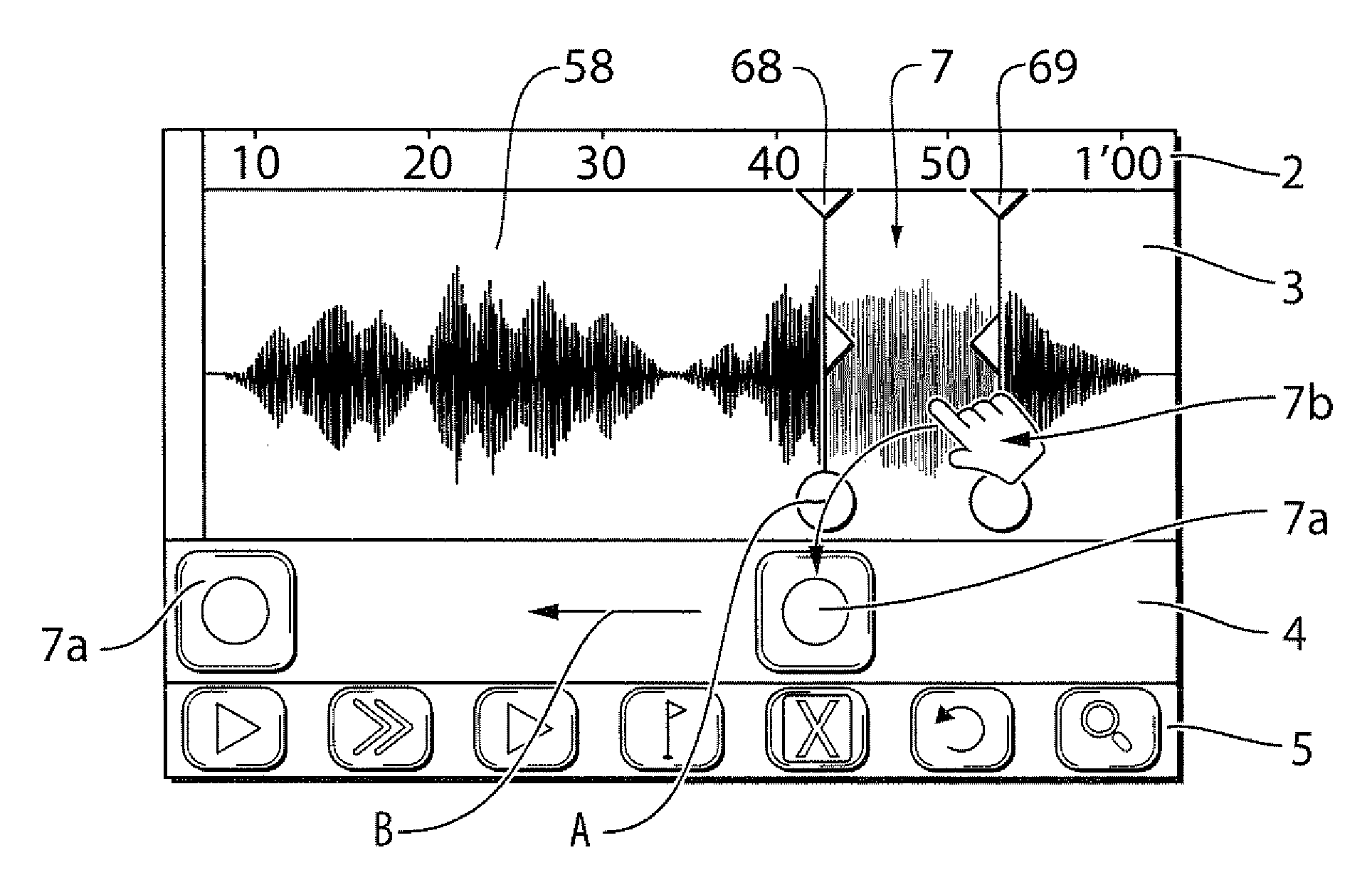 Digital media editing interface using a supercursor for selecting media clips for editing