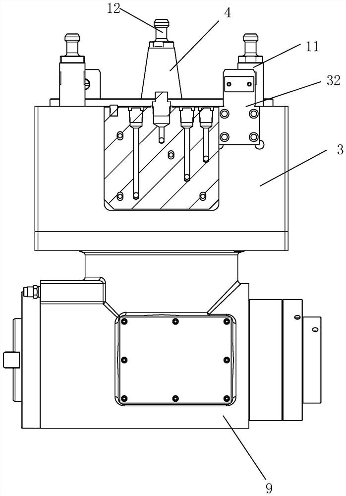 Automatically indexable gantry right-angle milling head