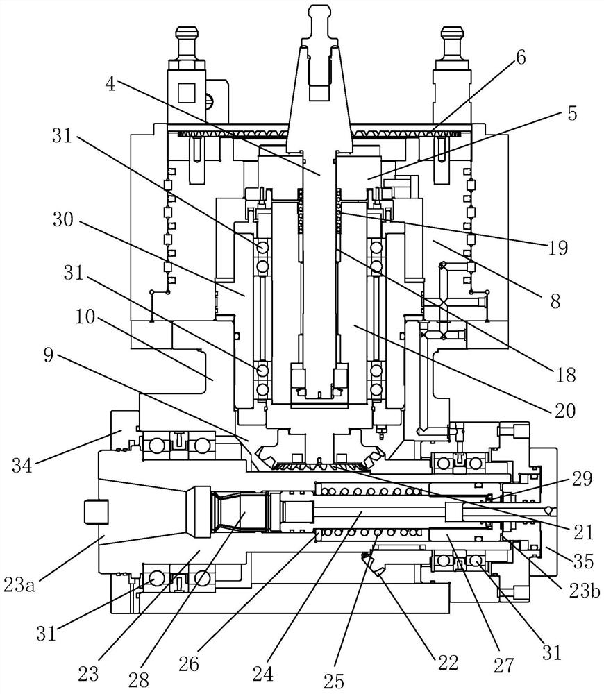 Automatically indexable gantry right-angle milling head