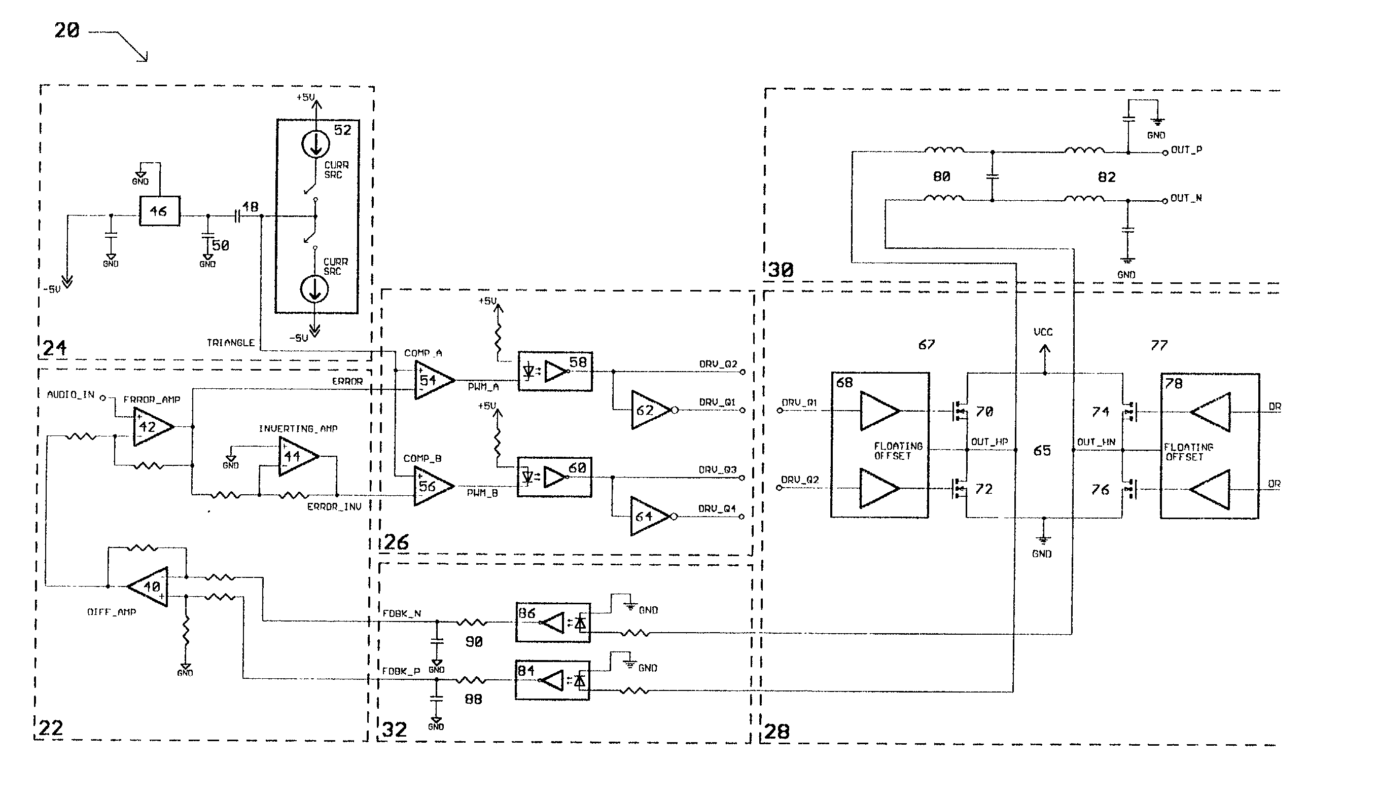 Class d switching audio amplifier