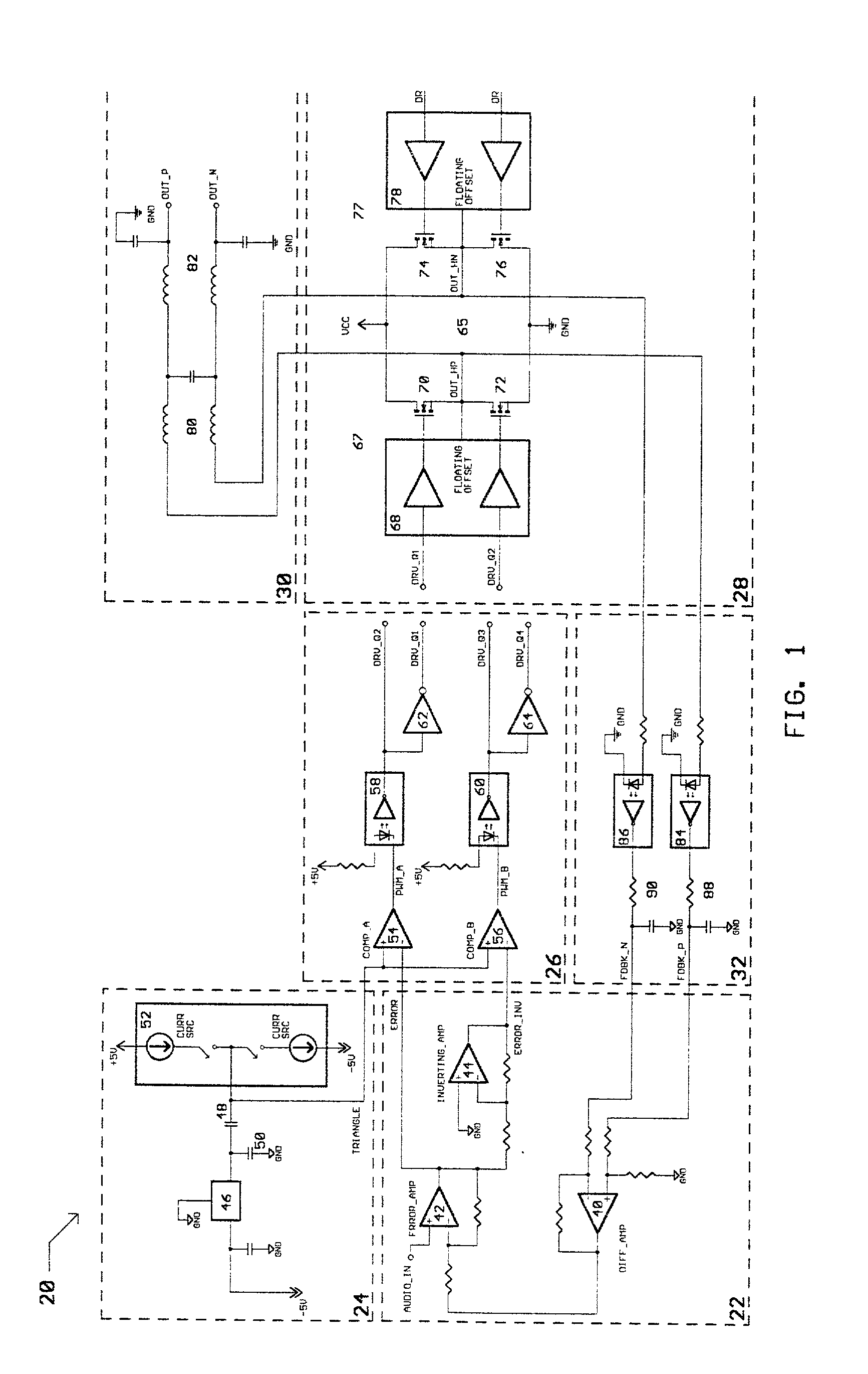 Class d switching audio amplifier