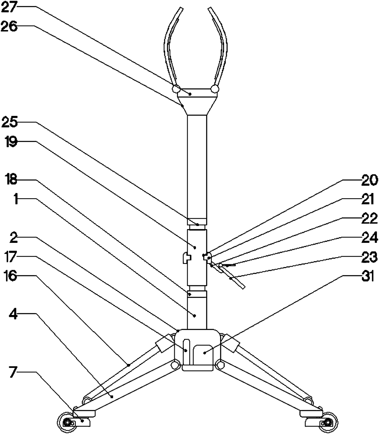 Medical infusion bottle support with following function