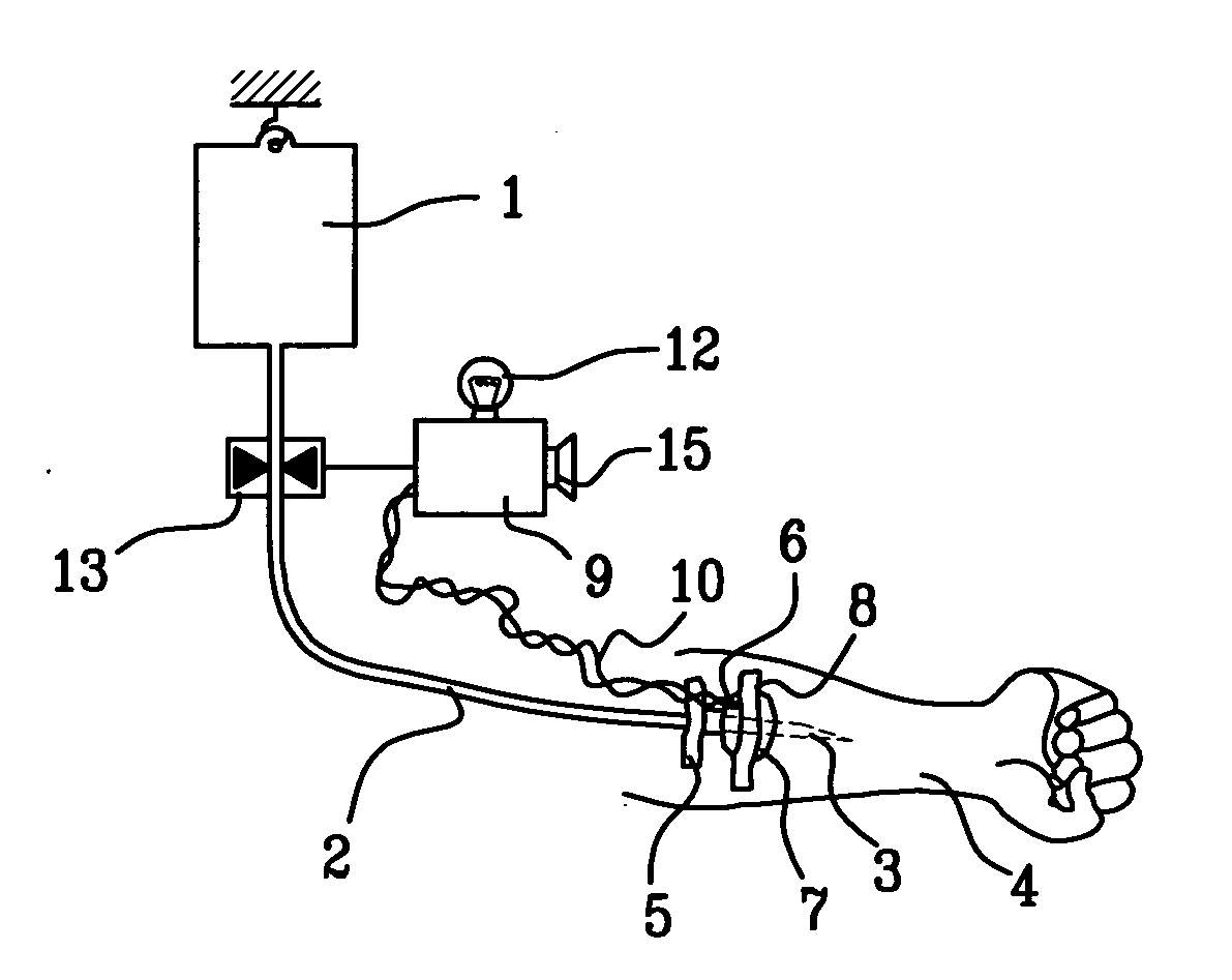 Probe for fluid leak detection with specific distal part