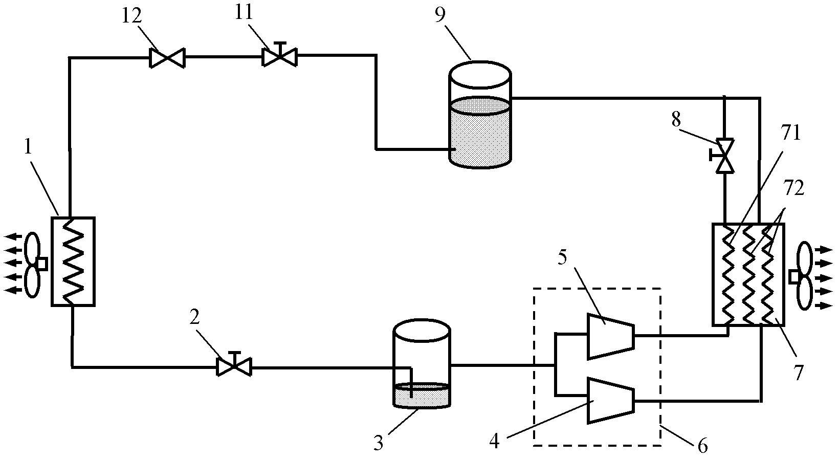 Heat pipe composite air conditioning unit for machine room and working mode of heat pipe composite air conditioning unit