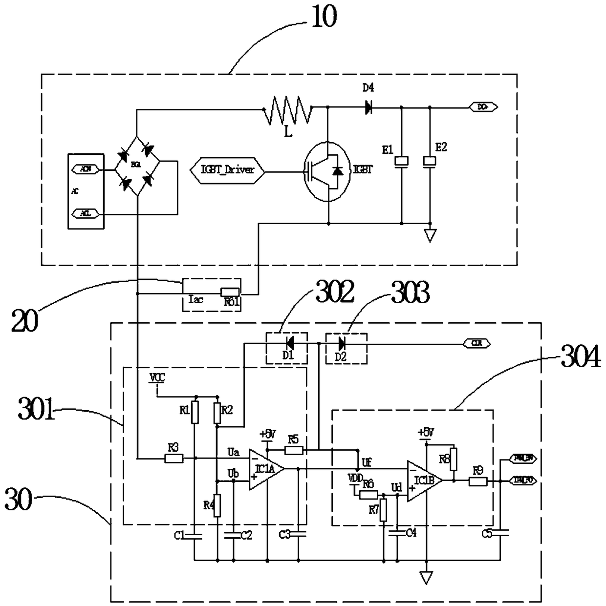 An IGBT overcurrent protection circuit and an air conditioner