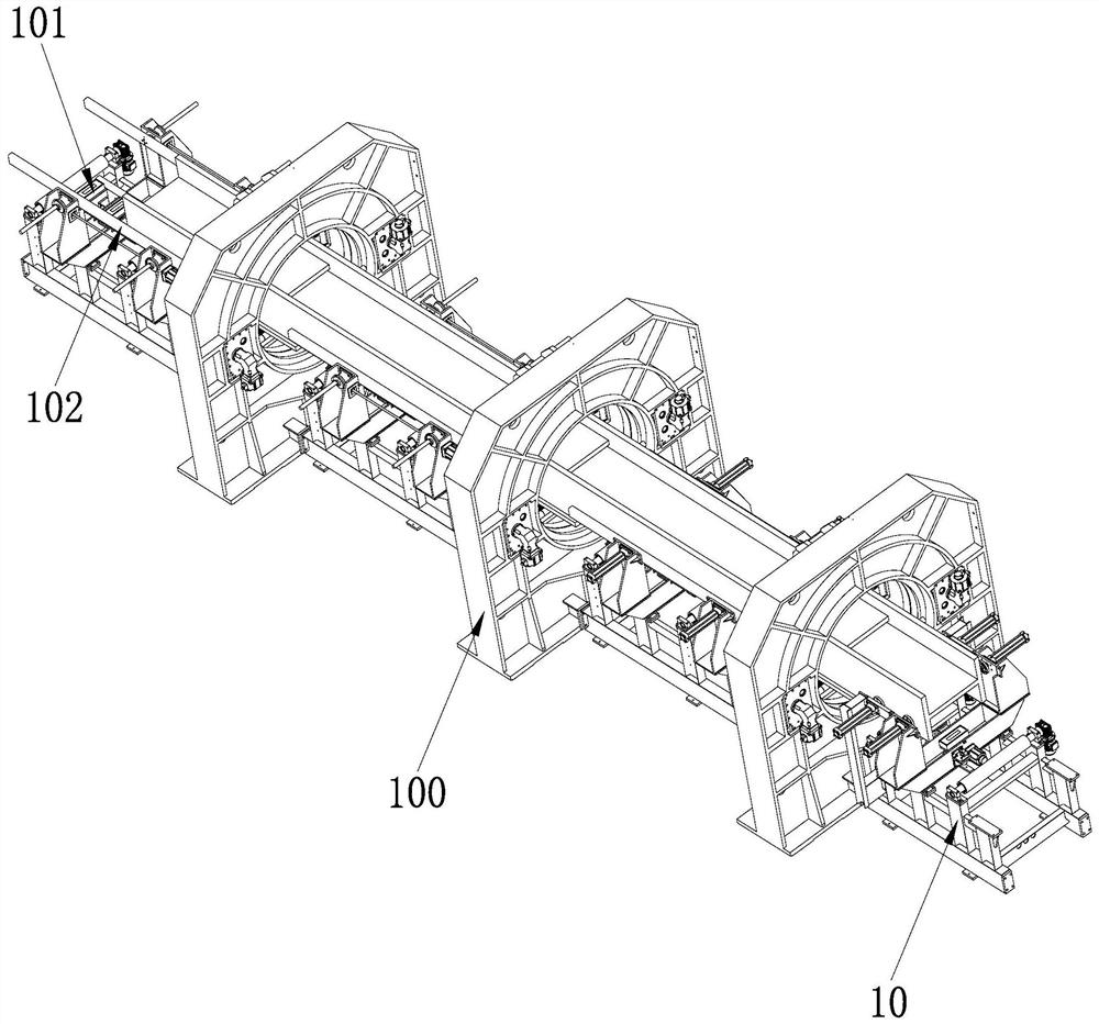 H-shaped steel overturning, welding and forming device