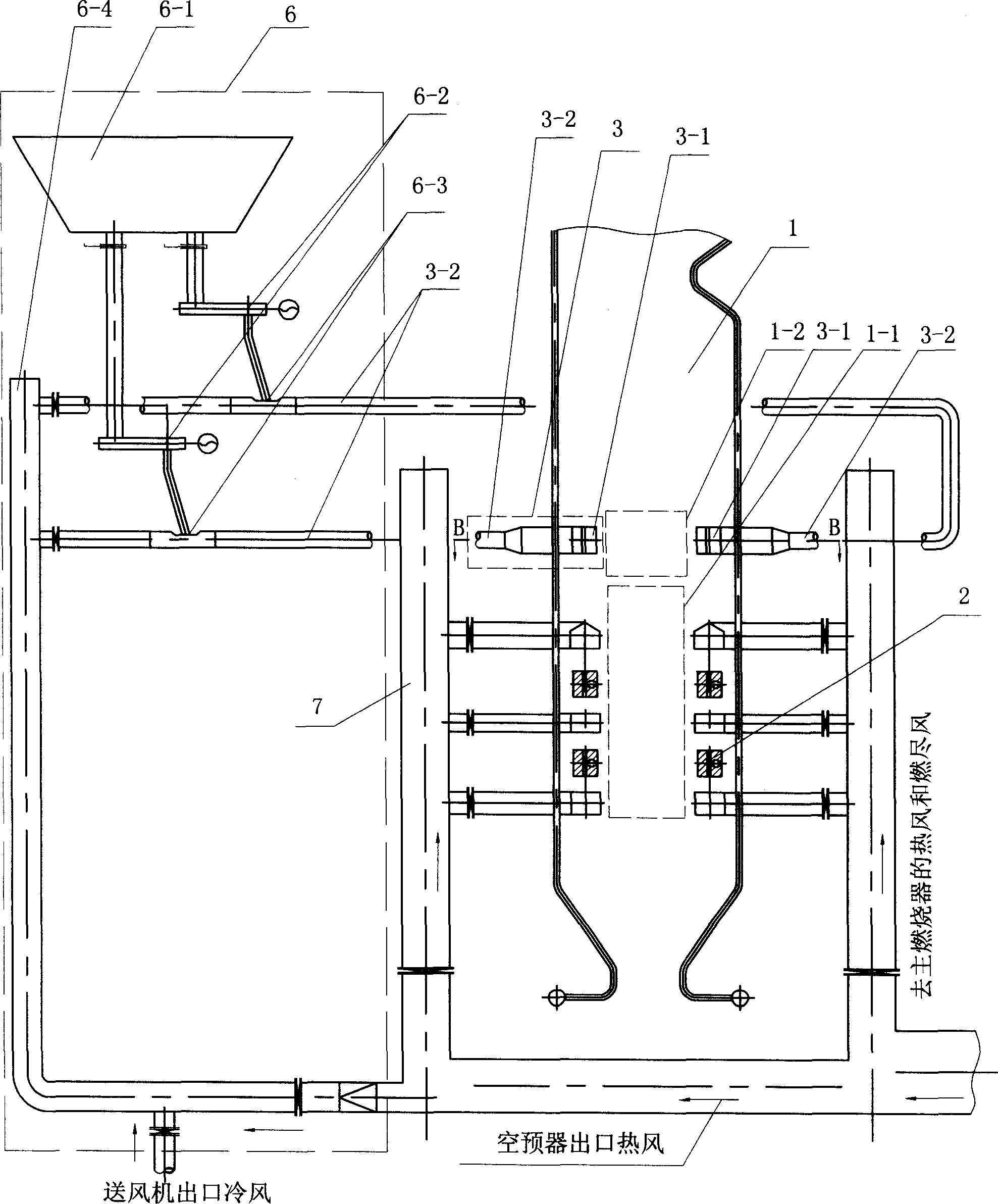 Biomass and powder coal mixed combustion and biomass recombusting and denitrating combustion apparatus