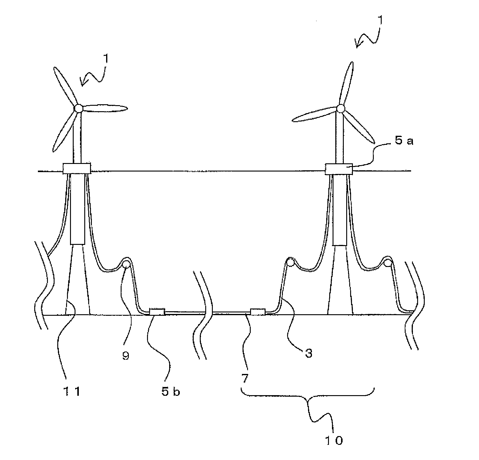 Undersea cable, undersea cable installation structure, and method for installing undersea cable