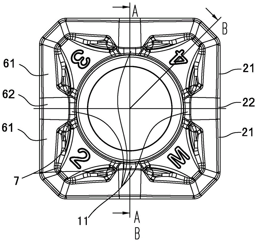 Negative-type milling blade