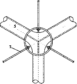 Joint of cable support pentagonal and hexagonal grid single-layer reticulated shell and installation and construction method for single-layer reticulated shell