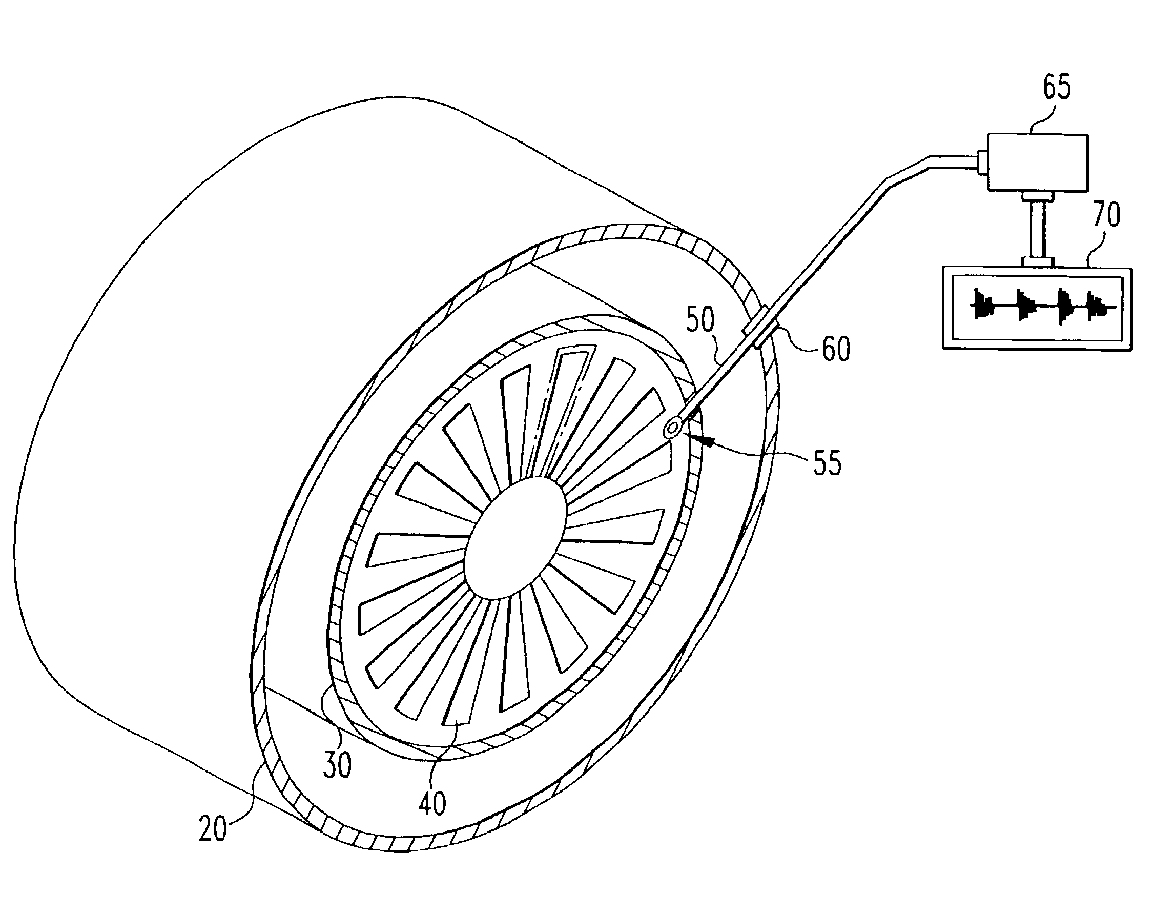 Ultraviolet sensing of the condition of the vanes and blades of gas turbines in service