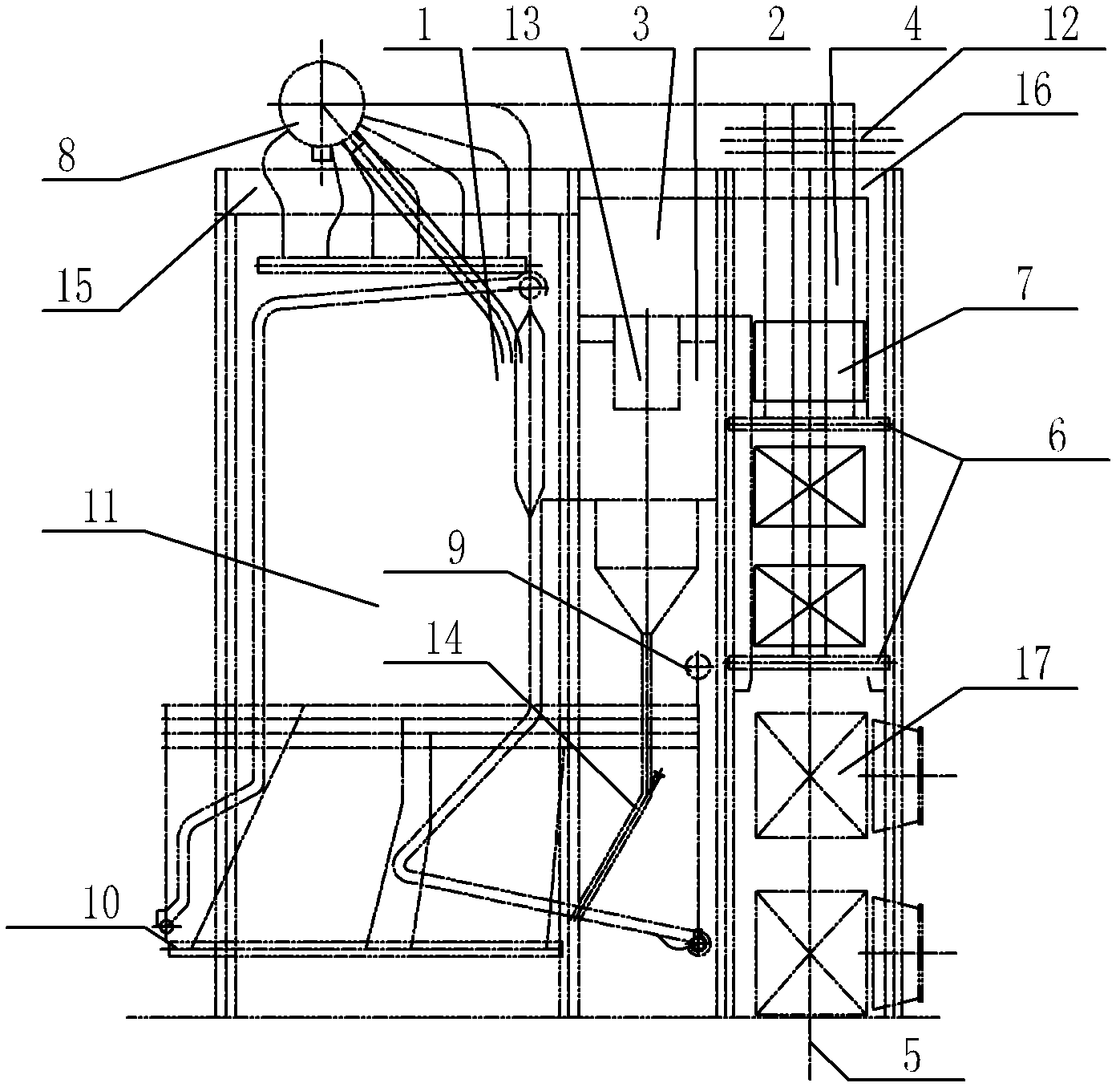 Forced circulation type hot water boiler structure