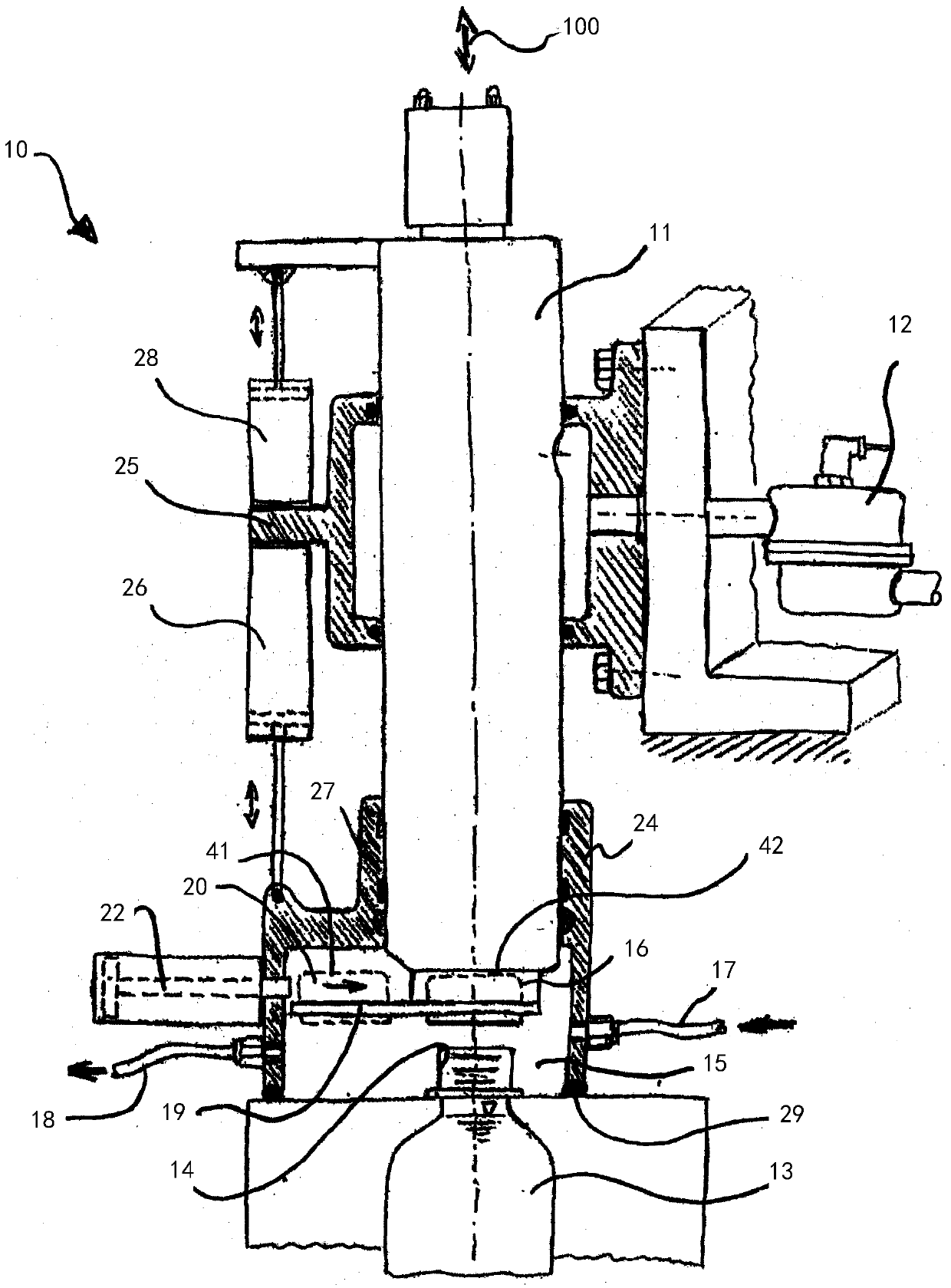 Method and device for filling containers with carbonised filling material and subsequently closing the filled containers