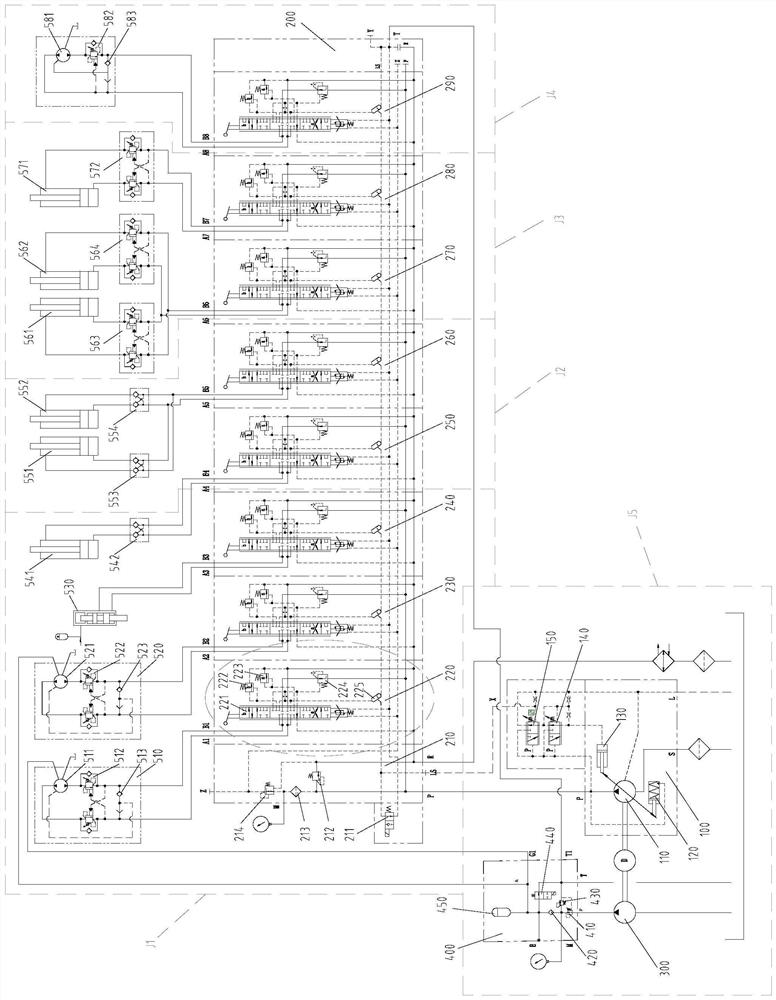 Load sensitive control hydraulic system of pile driver