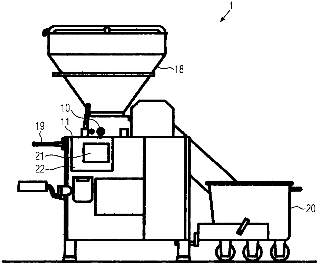 Filling machine and method for filling pasty substances