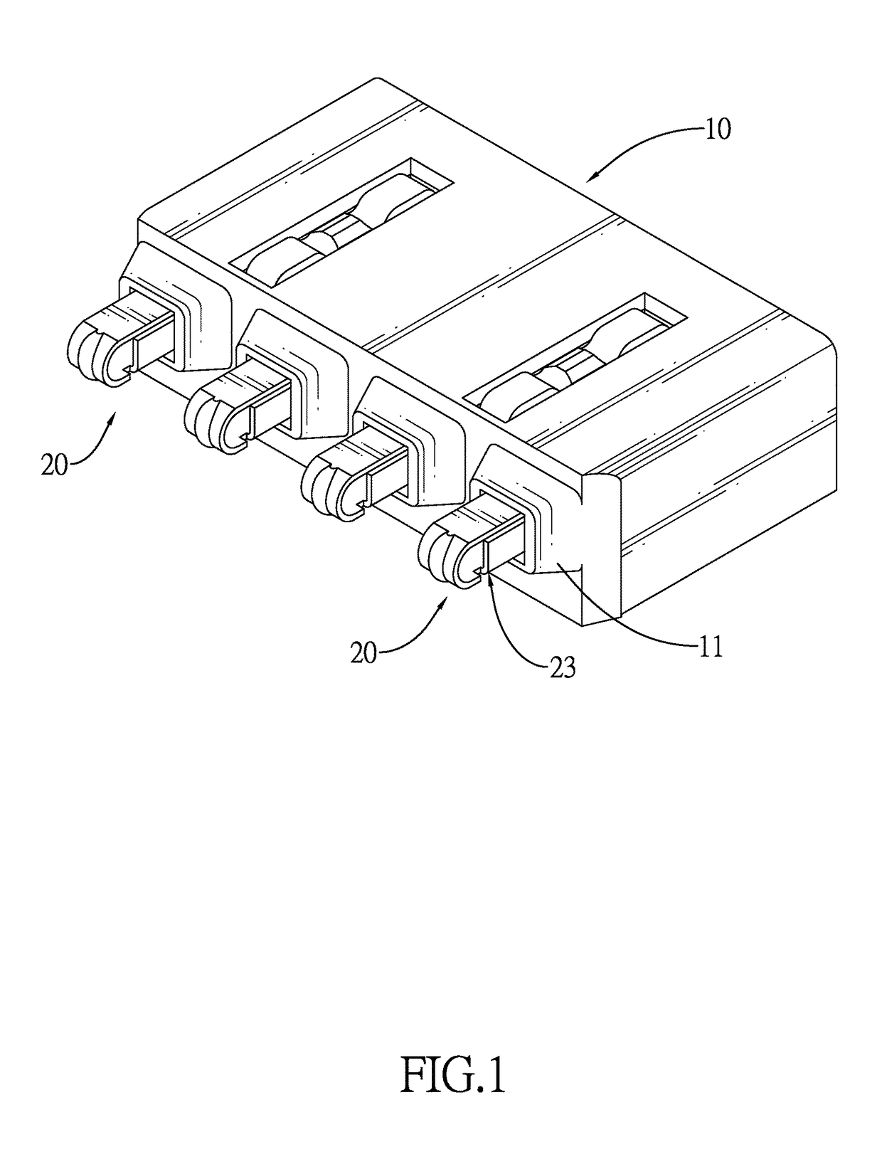 Electrical connector with one-piece terminals