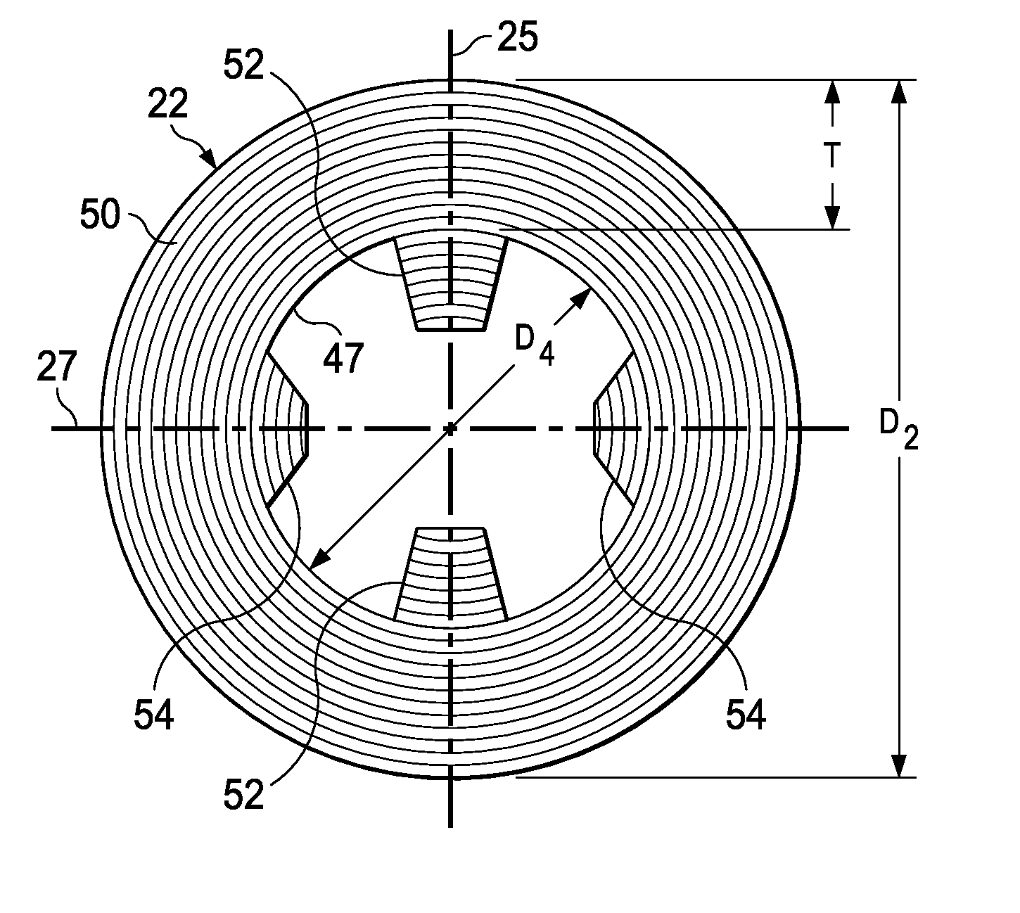 Tubular composite strut having internal stiffening