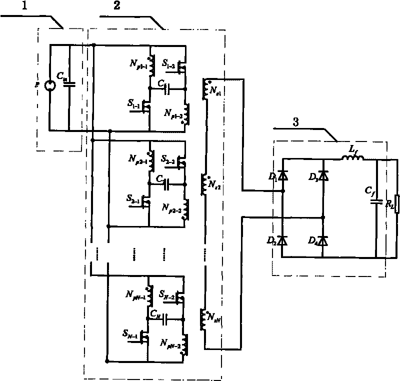 Combined type push-pull straight convertor