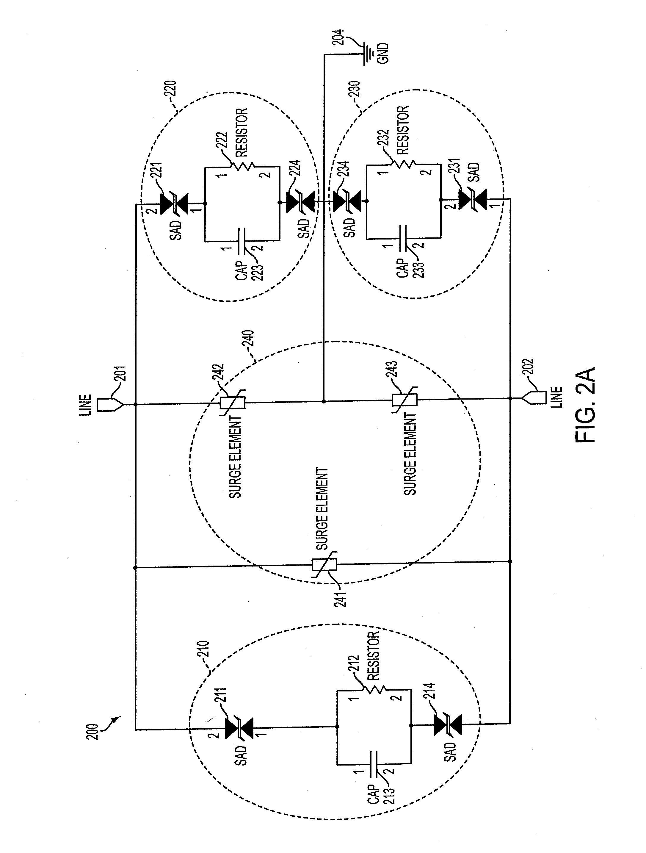 Reduced let through voltage transient protection or suppression circuit