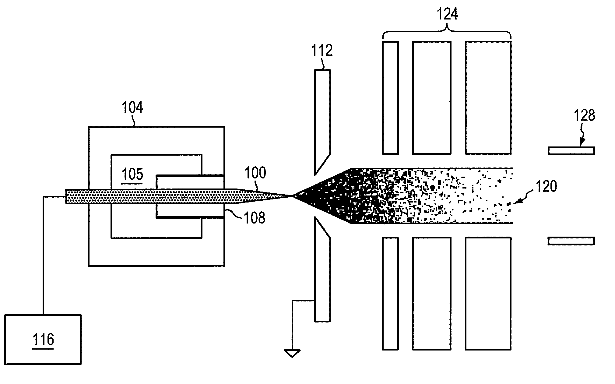 Focused negative ion beam field source