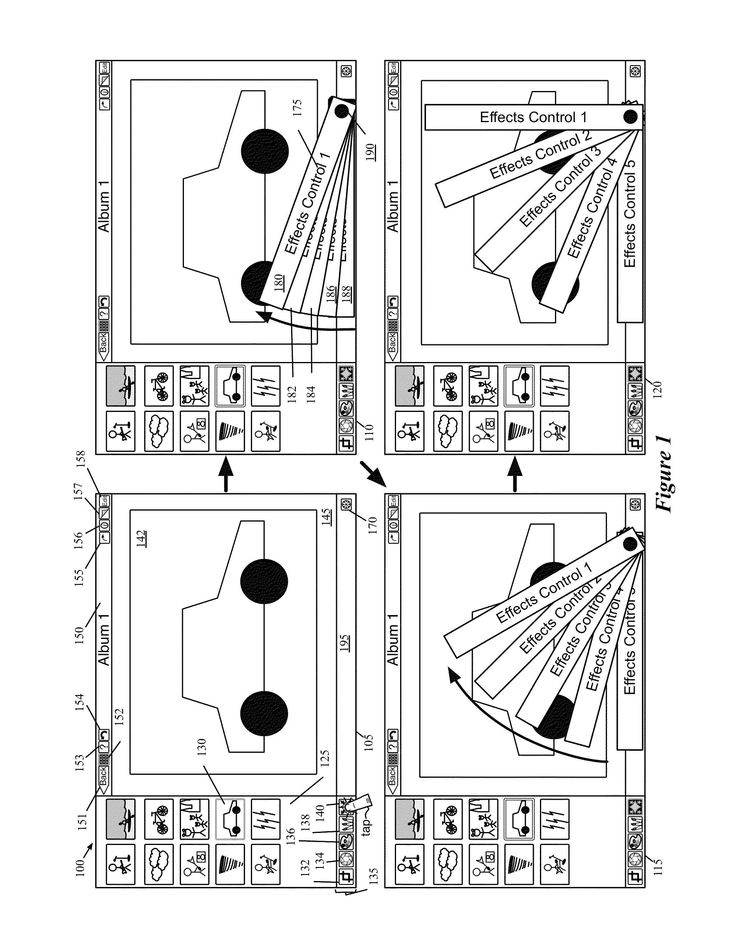 Fanning user interface controls for a media editing application