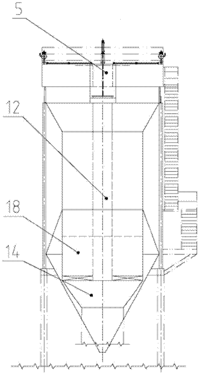 Front-bag and rear-electricity combined flow distribution deduster