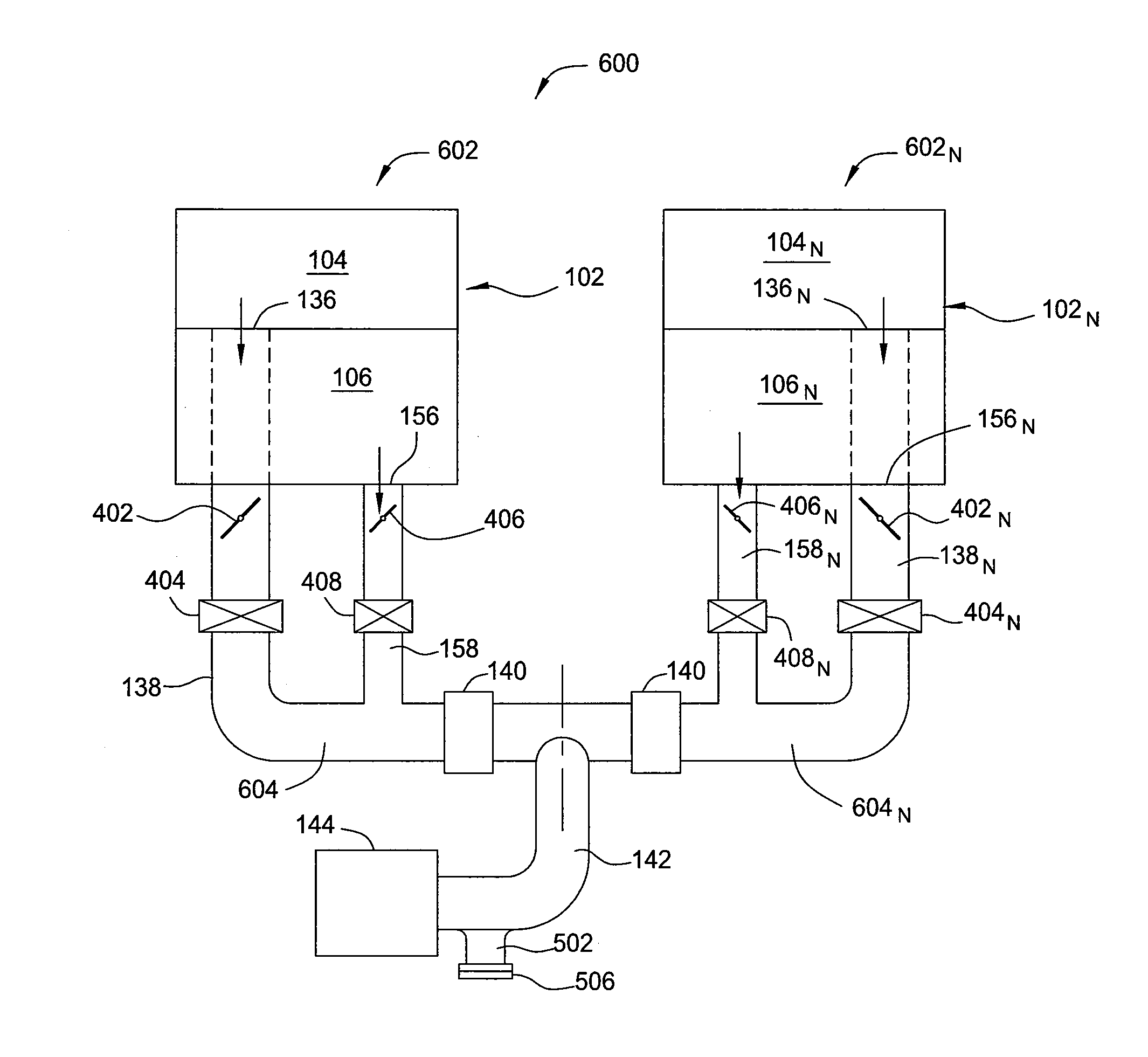 Vacuum chambers with shared pump